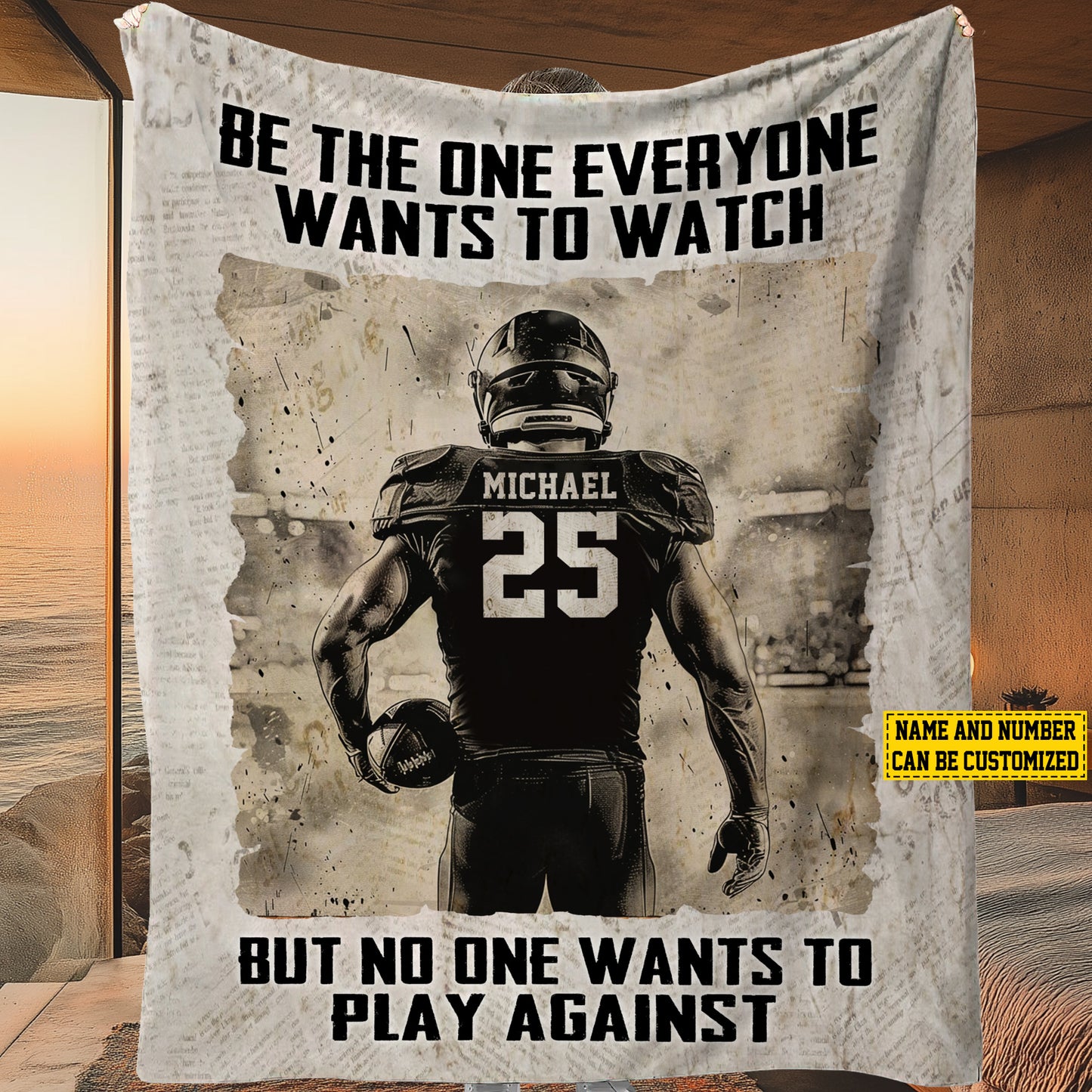 Personalized Football Boy Fleece Blanket, Be The One Everyone Wants To Watch Woven Blanket, Cool Sherpa Blanket Gift For Football Lovers