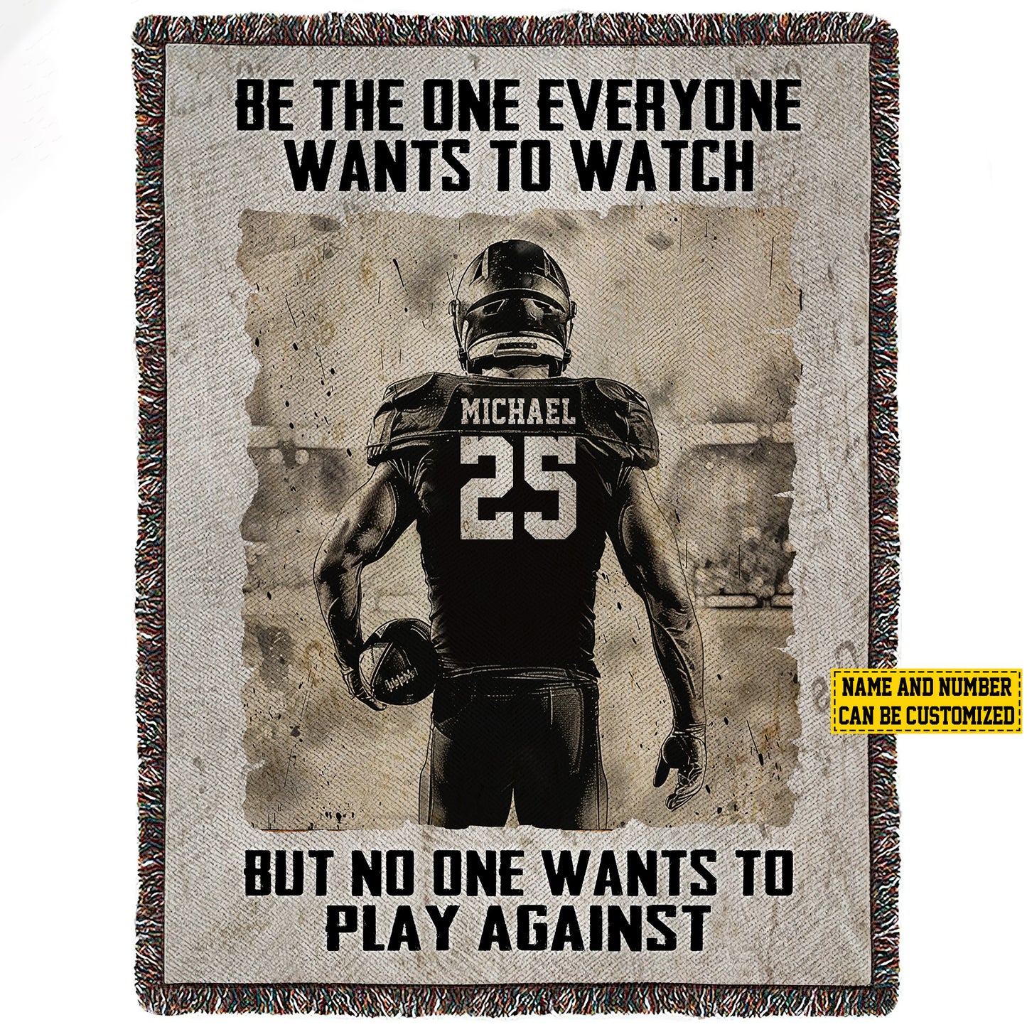 Personalized Football Boy Fleece Blanket, Be The One Everyone Wants To Watch Woven Blanket, Cool Sherpa Blanket Gift For Football Lovers