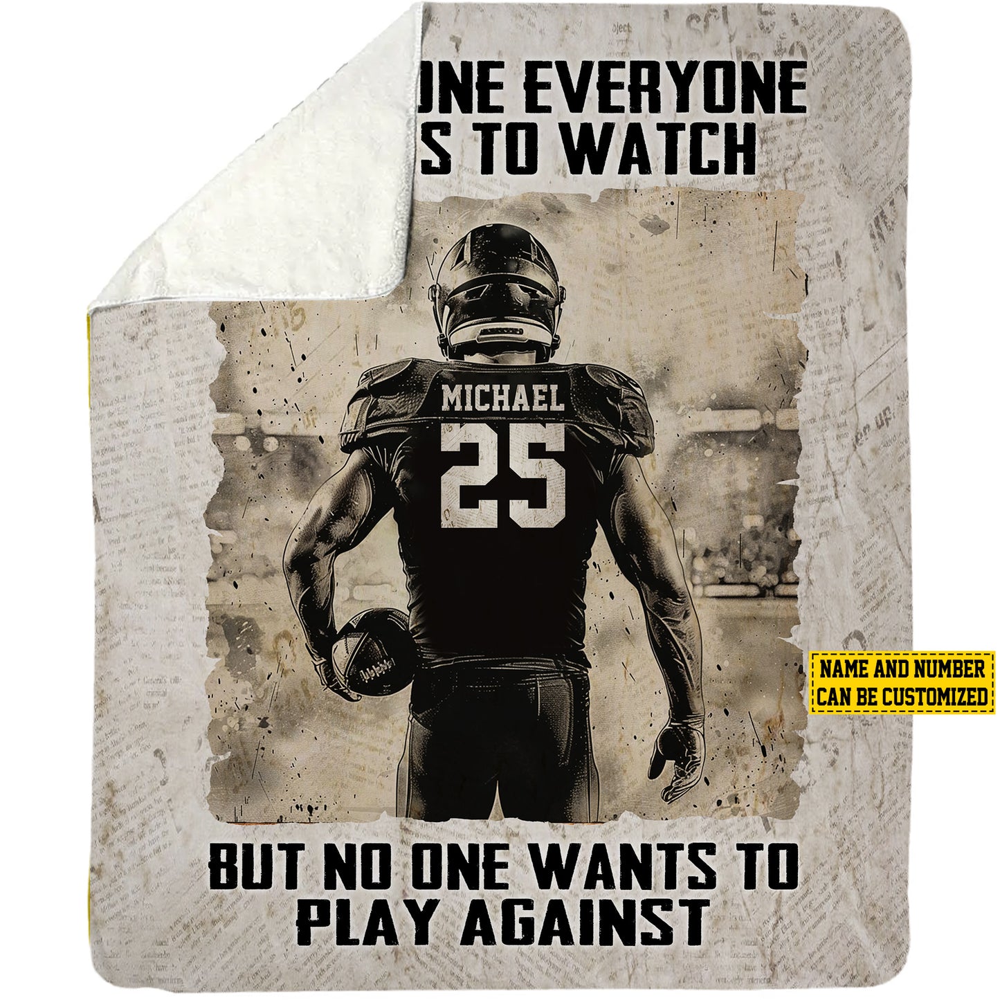 Personalized Football Boy Fleece Blanket, Be The One Everyone Wants To Watch Woven Blanket, Cool Sherpa Blanket Gift For Football Lovers