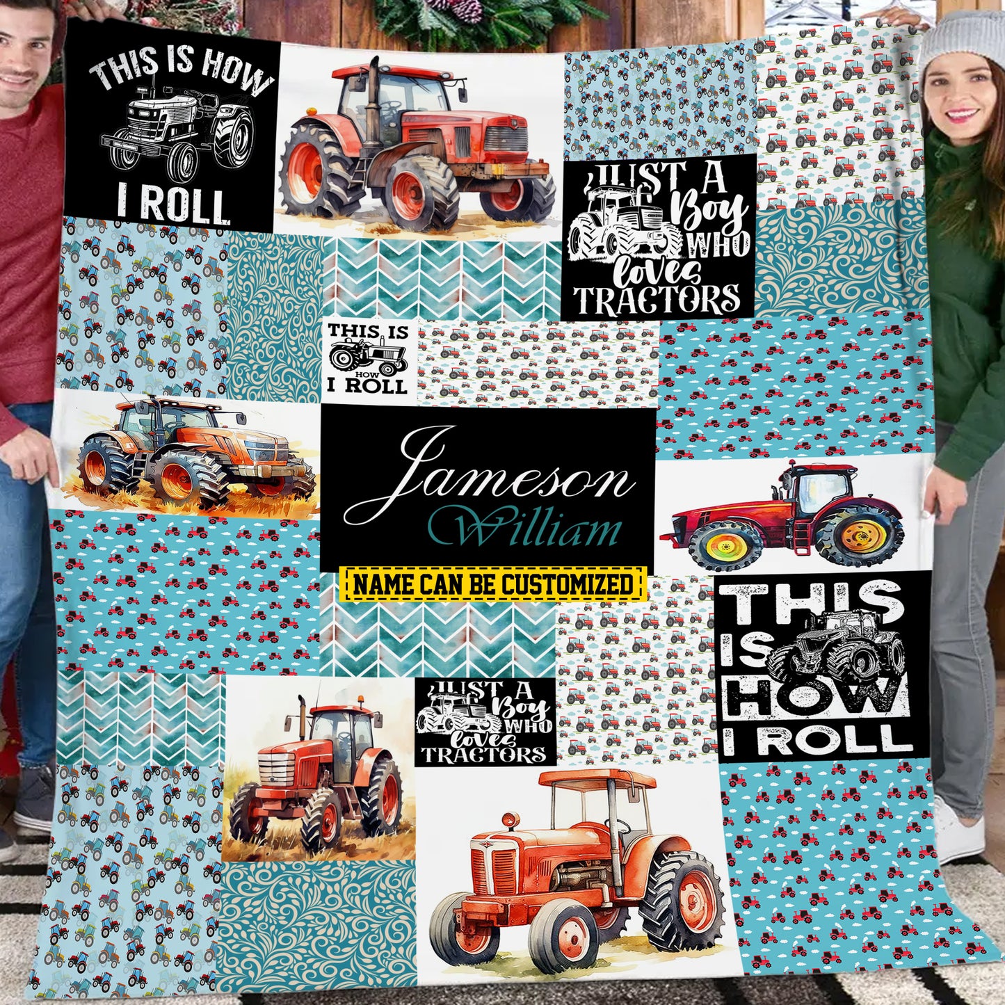 Personalized Red Tractor Fleece Blanket, This Is How I Roll Woven Blanket, Cool Sherpa Blanket Gift For Tractor Lovers