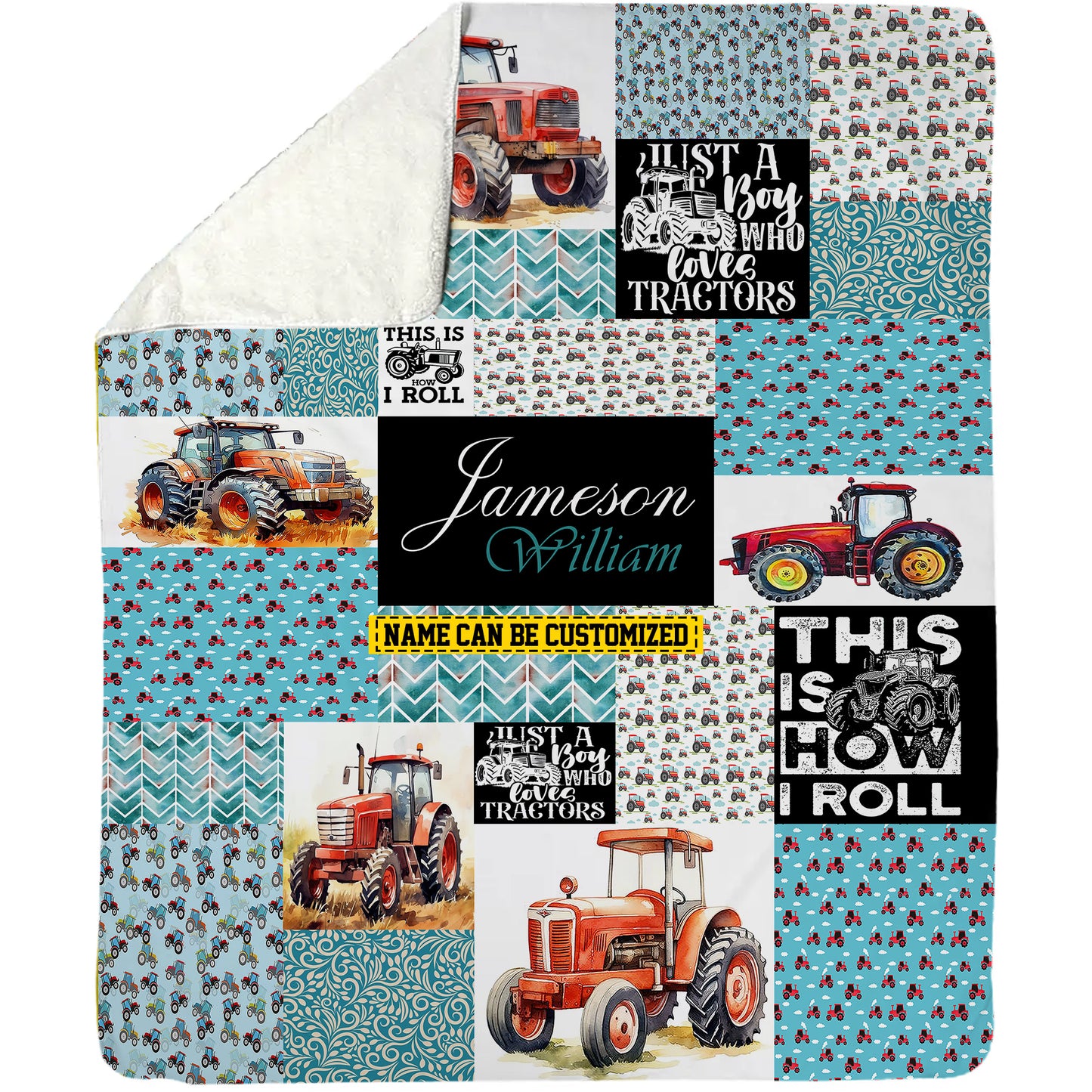 Personalized Red Tractor Fleece Blanket, This Is How I Roll Woven Blanket, Cool Sherpa Blanket Gift For Tractor Lovers