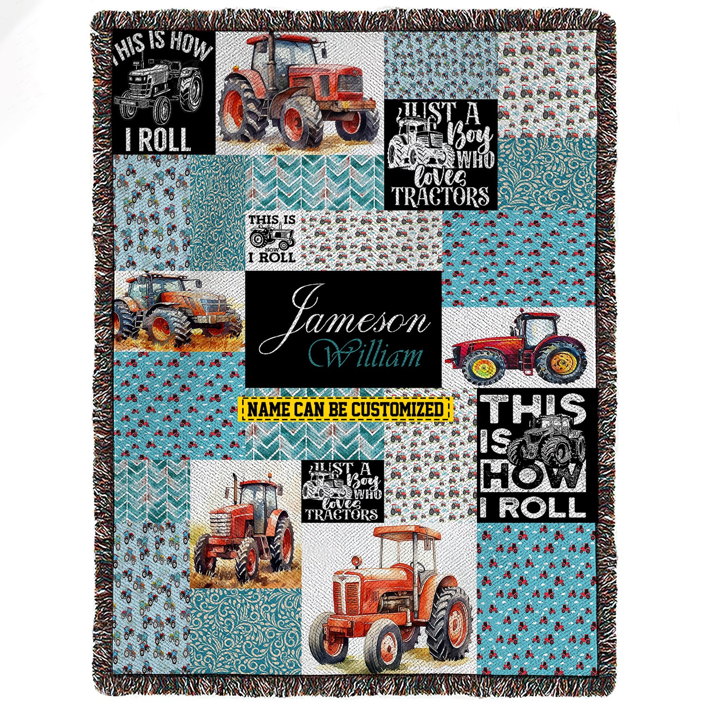 Personalized Red Tractor Fleece Blanket, This Is How I Roll Woven Blanket, Cool Sherpa Blanket Gift For Tractor Lovers