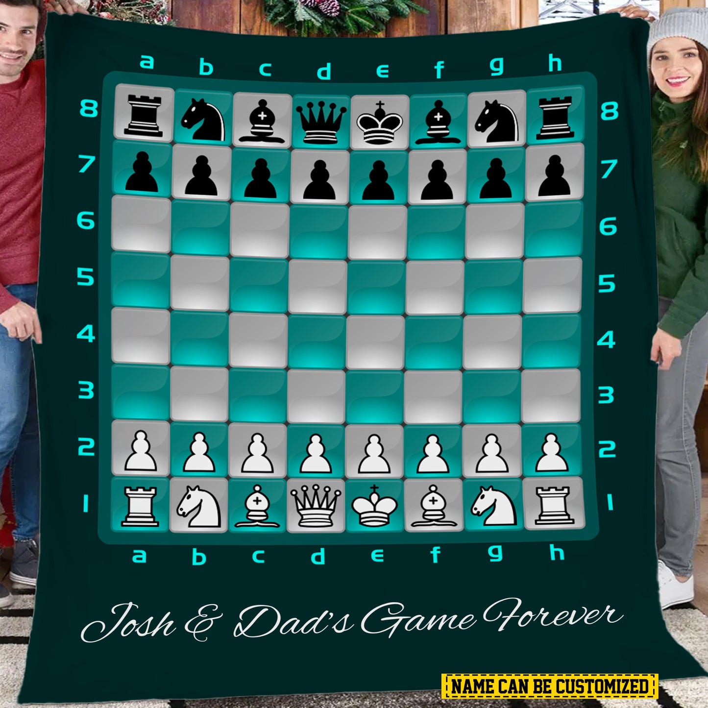 Personalized Chess Game Fleece Blanket, Chess Board Woven Blanket, Cool Sherpa Blanket Gift For Chess Lovers