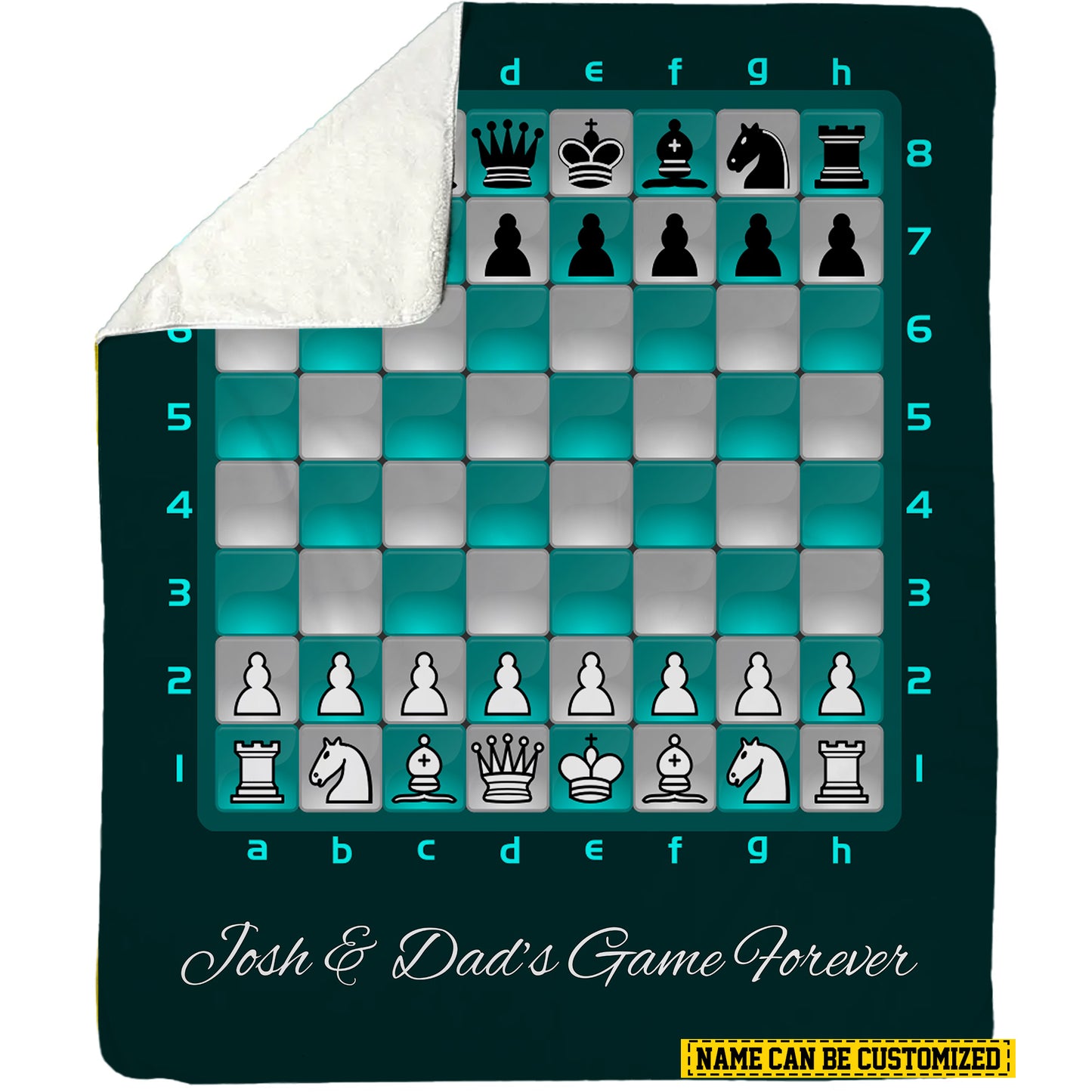 Personalized Chess Game Fleece Blanket, Chess Board Woven Blanket, Cool Sherpa Blanket Gift For Chess Lovers