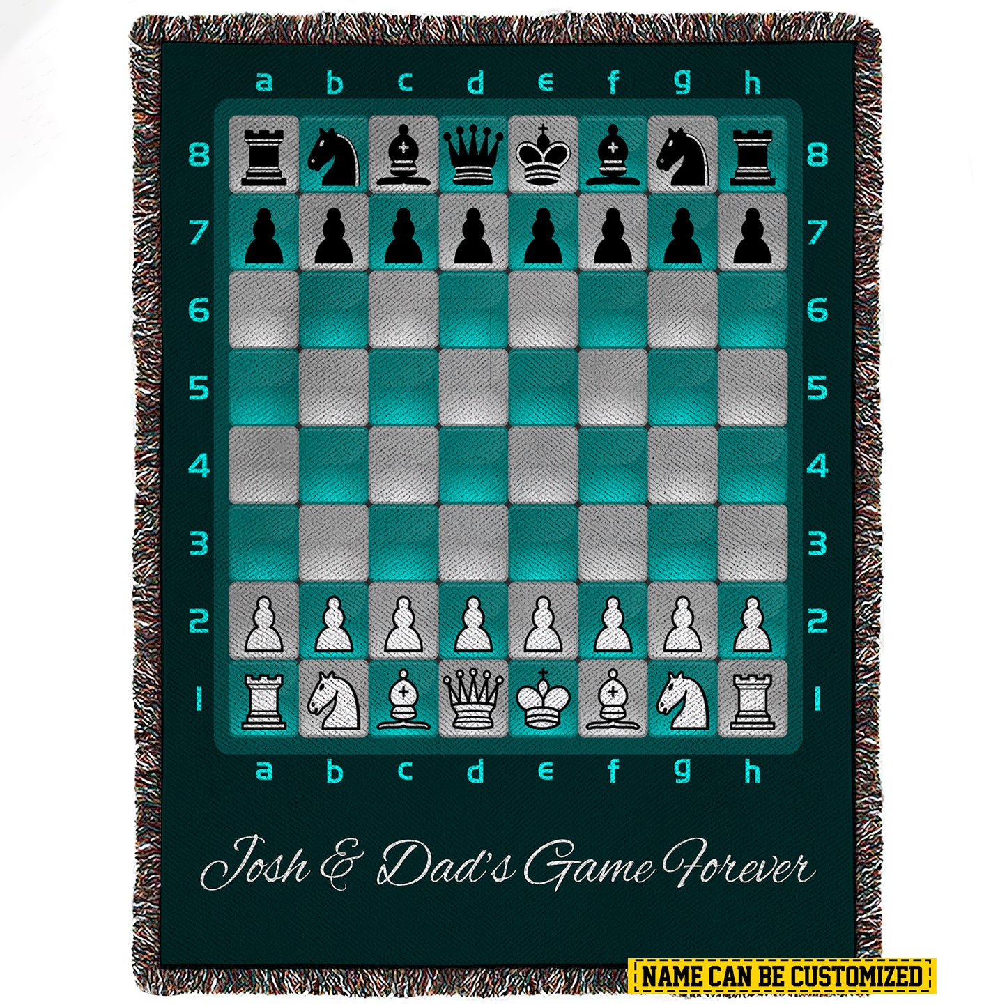 Personalized Chess Game Fleece Blanket, Chess Board Woven Blanket, Cool Sherpa Blanket Gift For Chess Lovers