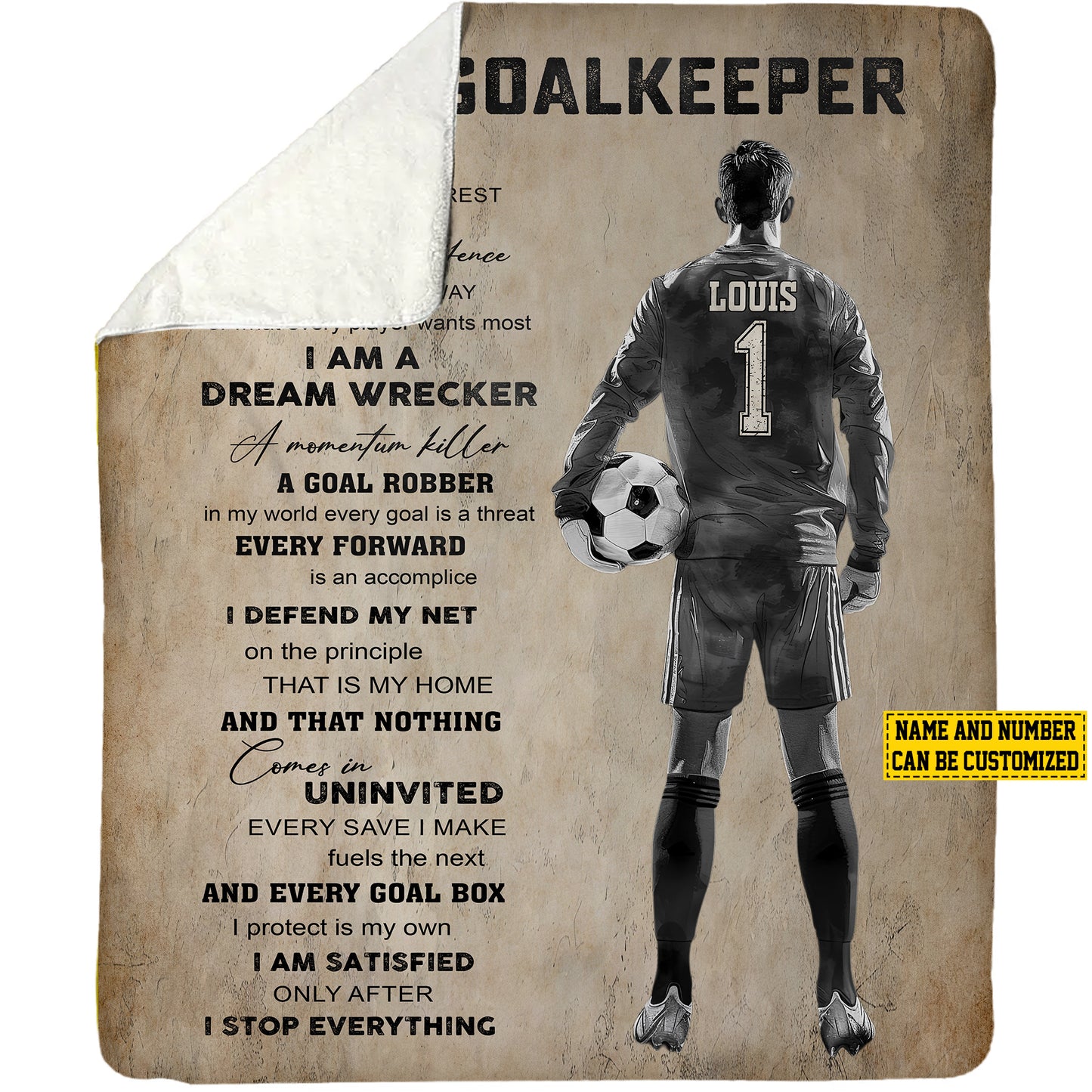 Personalized Goalkeeper Boy Fleece Blanket, I Am A Goalkeeper Woven Blanket, Cool Sherpa Blanket Gift For Soccer Lovers