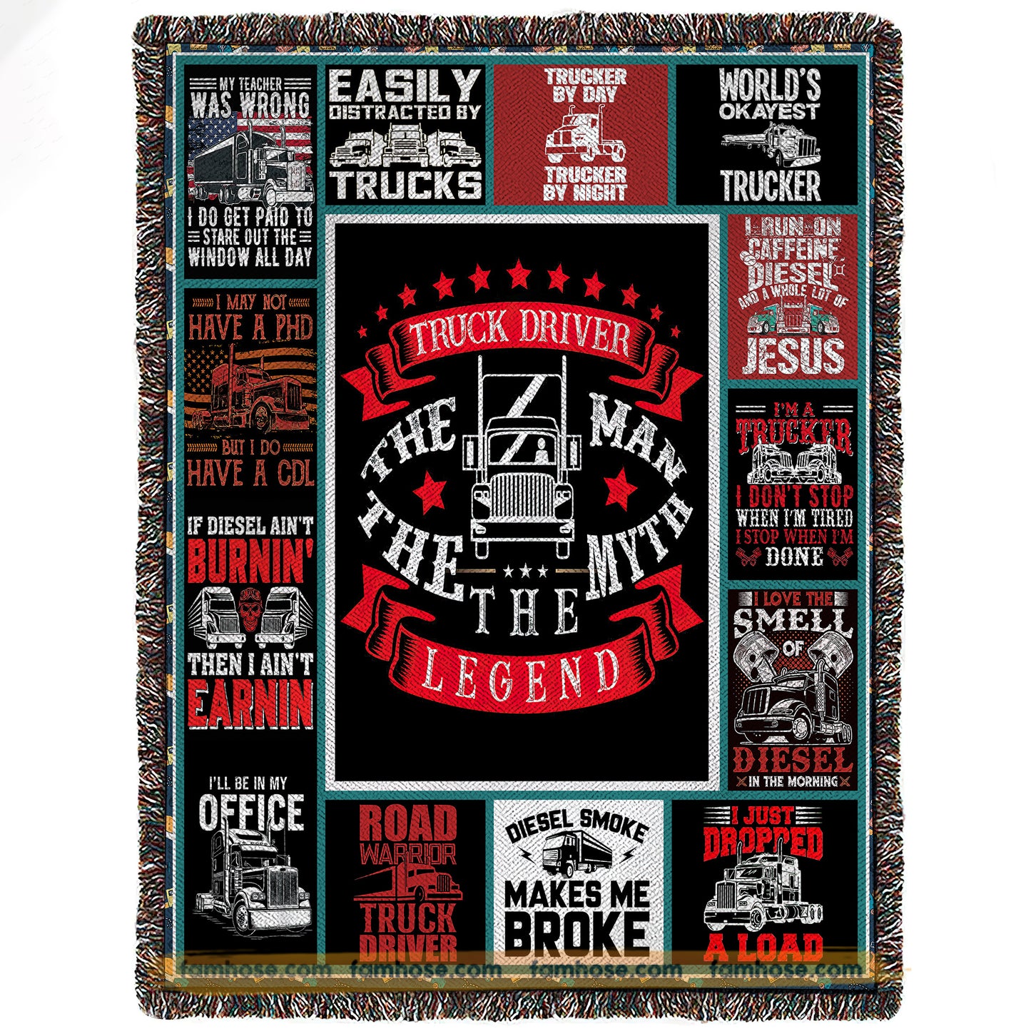Cool Trucker Fleece Blanket, Trucker Driver The Legend Woven Blanket, Cozy Sherpa Blanket Gift For Trucker Lovers