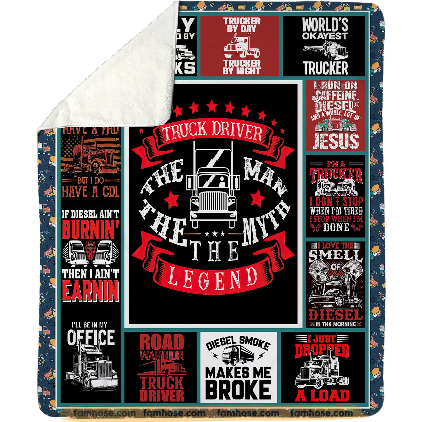 Cool Trucker Fleece Blanket, Trucker Driver The Legend Woven Blanket, Cozy Sherpa Blanket Gift For Trucker Lovers