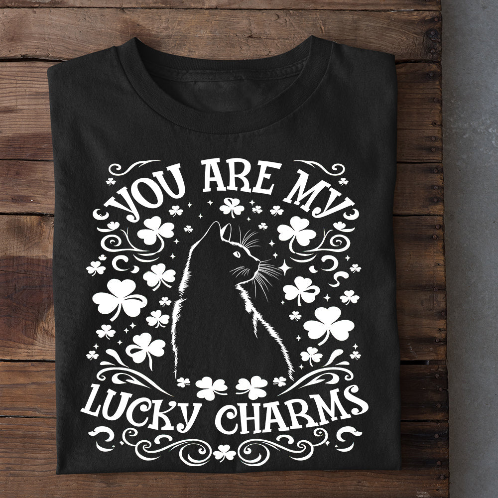 Funny St Patrick's Day Cat T-shirt, You Are My Lucky Charms, Patricks Day Gift For Cat Lovers Cat Owners, Cat Tees