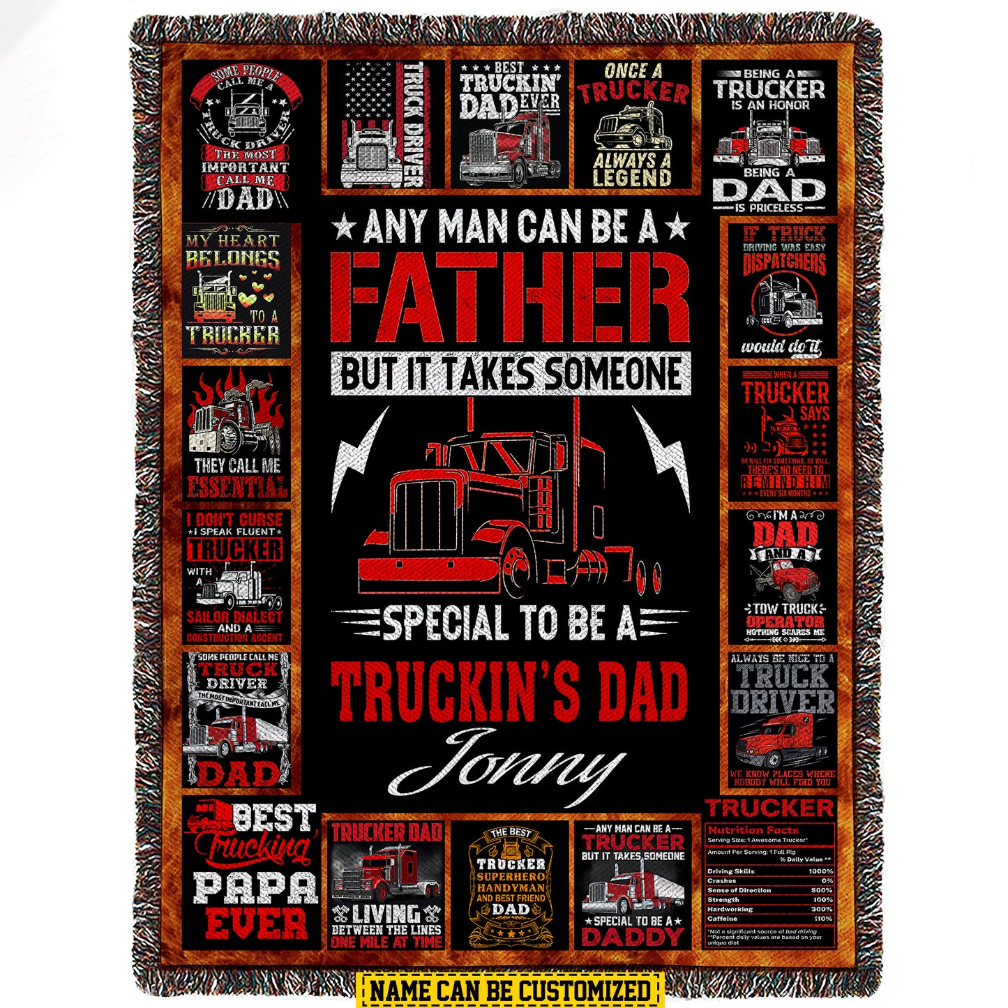 Cool Trucker Fleece Blanket, Any Man Can Be A Father Woven Blanket, Cozy Sherpa Blanket Gift For Trucker Lovers