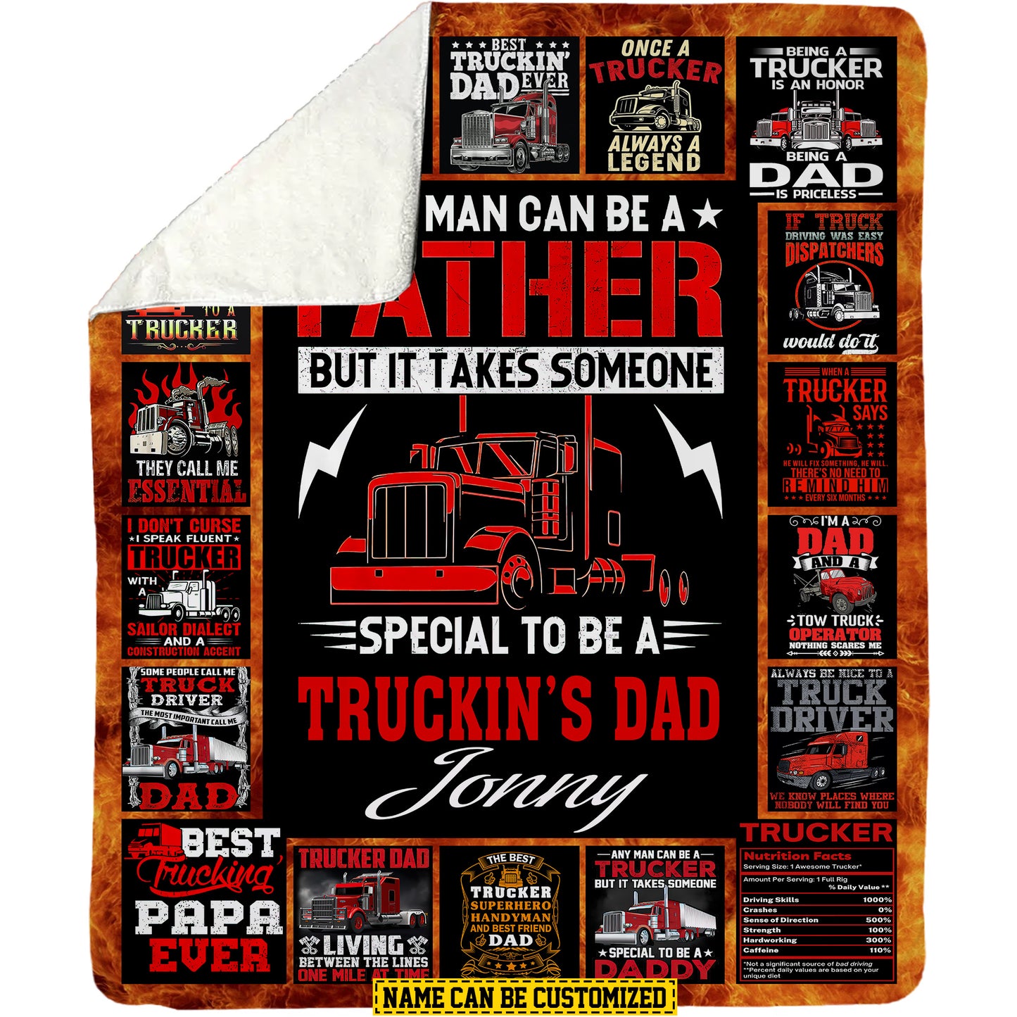 Cool Trucker Fleece Blanket, Any Man Can Be A Father Woven Blanket, Cozy Sherpa Blanket Gift For Trucker Lovers