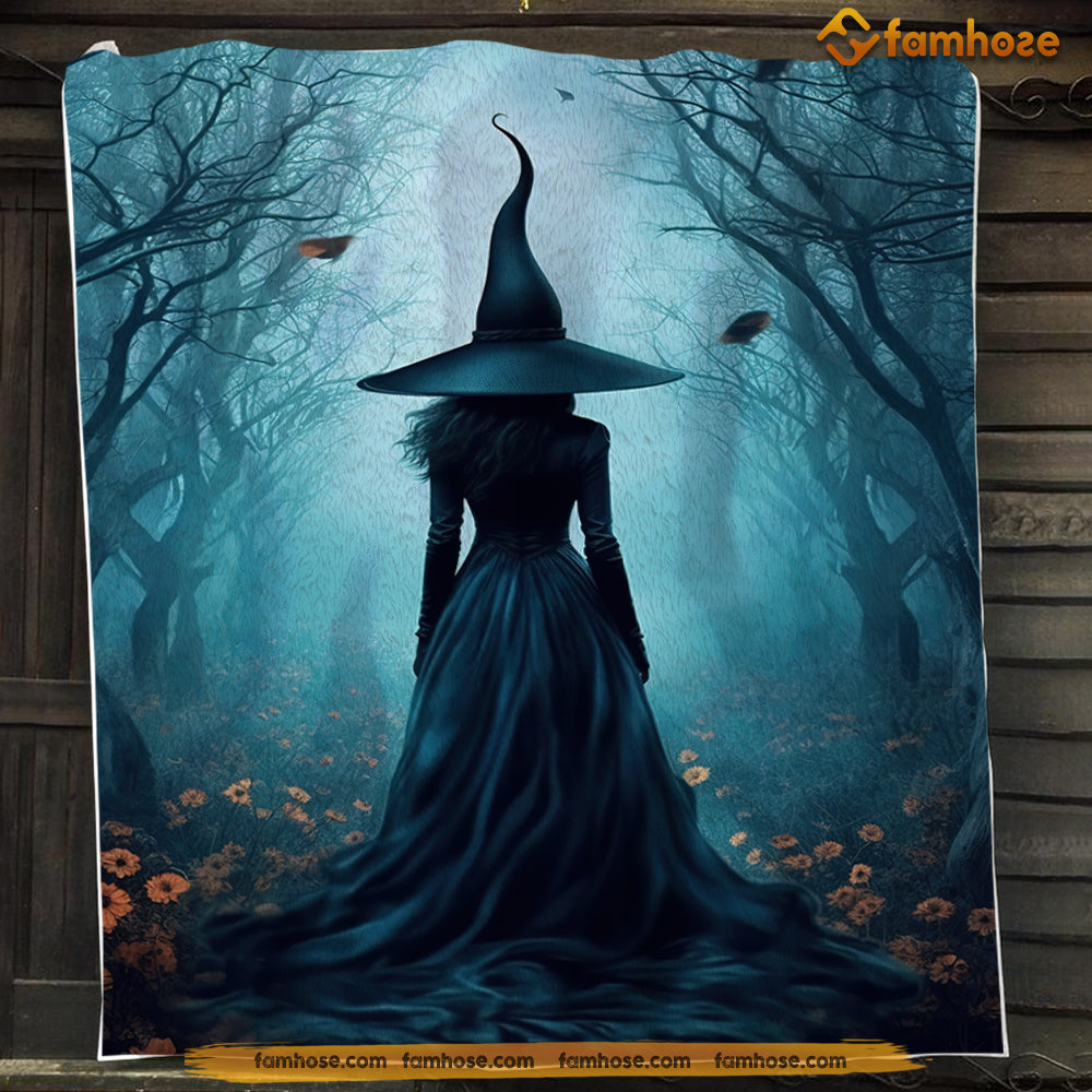 Witch Blanket, The Witch Twilight Dark Forest Vintage Gothic Spooky Fleece Blanket - Sherpa Blanket Gift For Halloween