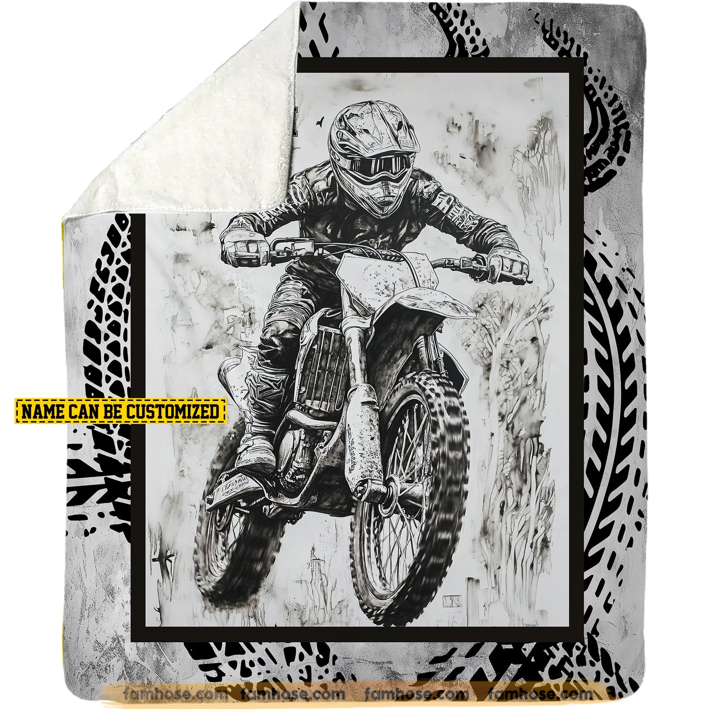 Personalized Motocross Fleece Blanket, Fuel Your Passion For Motocross Woven Blanket, Cool Sherpa Blanket Gift For Motocross Lovers