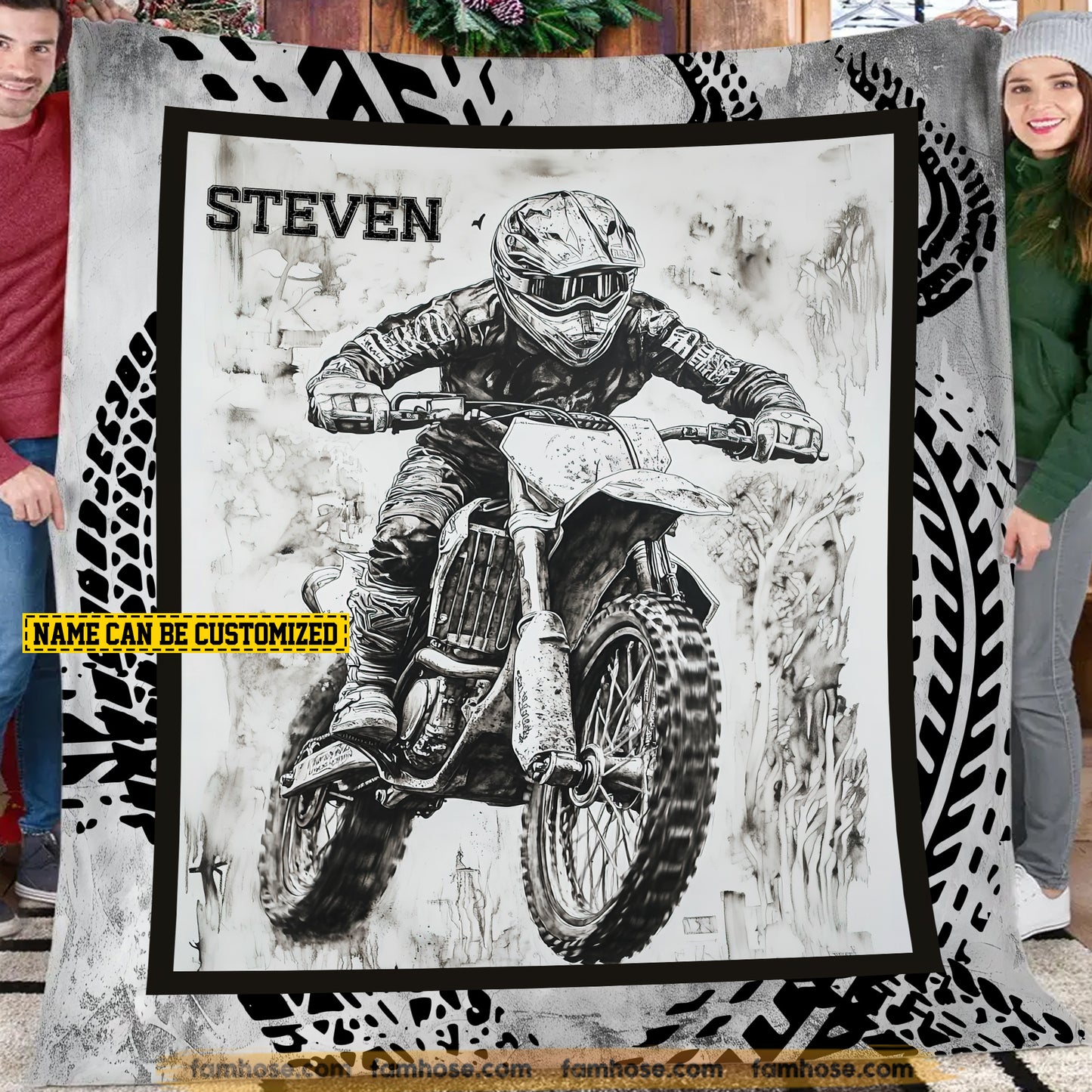 Personalized Motocross Fleece Blanket, Fuel Your Passion For Motocross Woven Blanket, Cool Sherpa Blanket Gift For Motocross Lovers