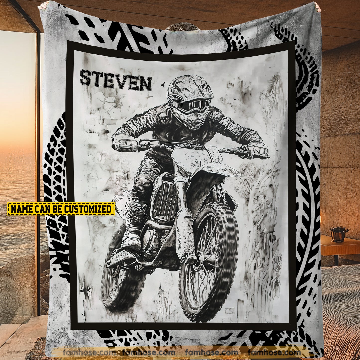 Personalized Motocross Fleece Blanket, Fuel Your Passion For Motocross Woven Blanket, Cool Sherpa Blanket Gift For Motocross Lovers