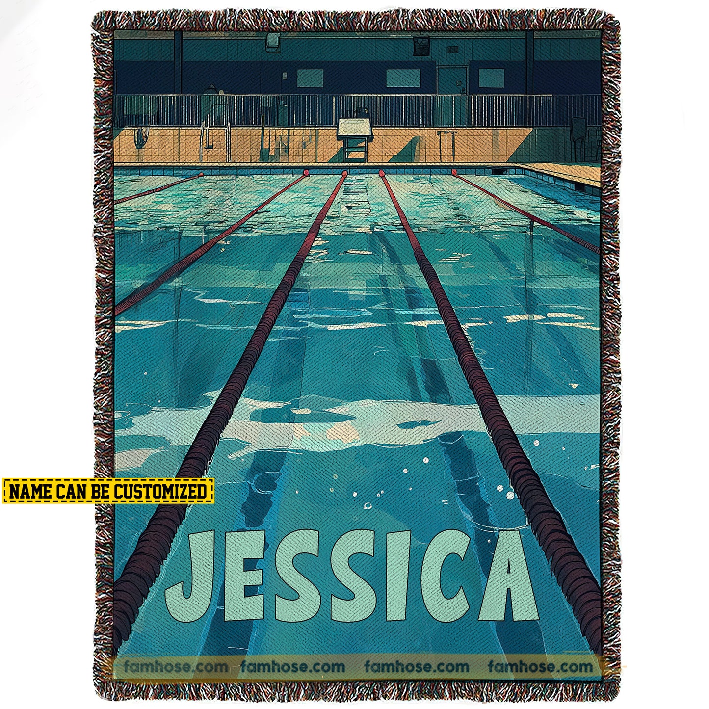 Personalized Swimming Fleece Blanket, Warm Memories Of The Pool Woven Blanket, Cool Sherpa Blanket Gift For Swimming Lovers