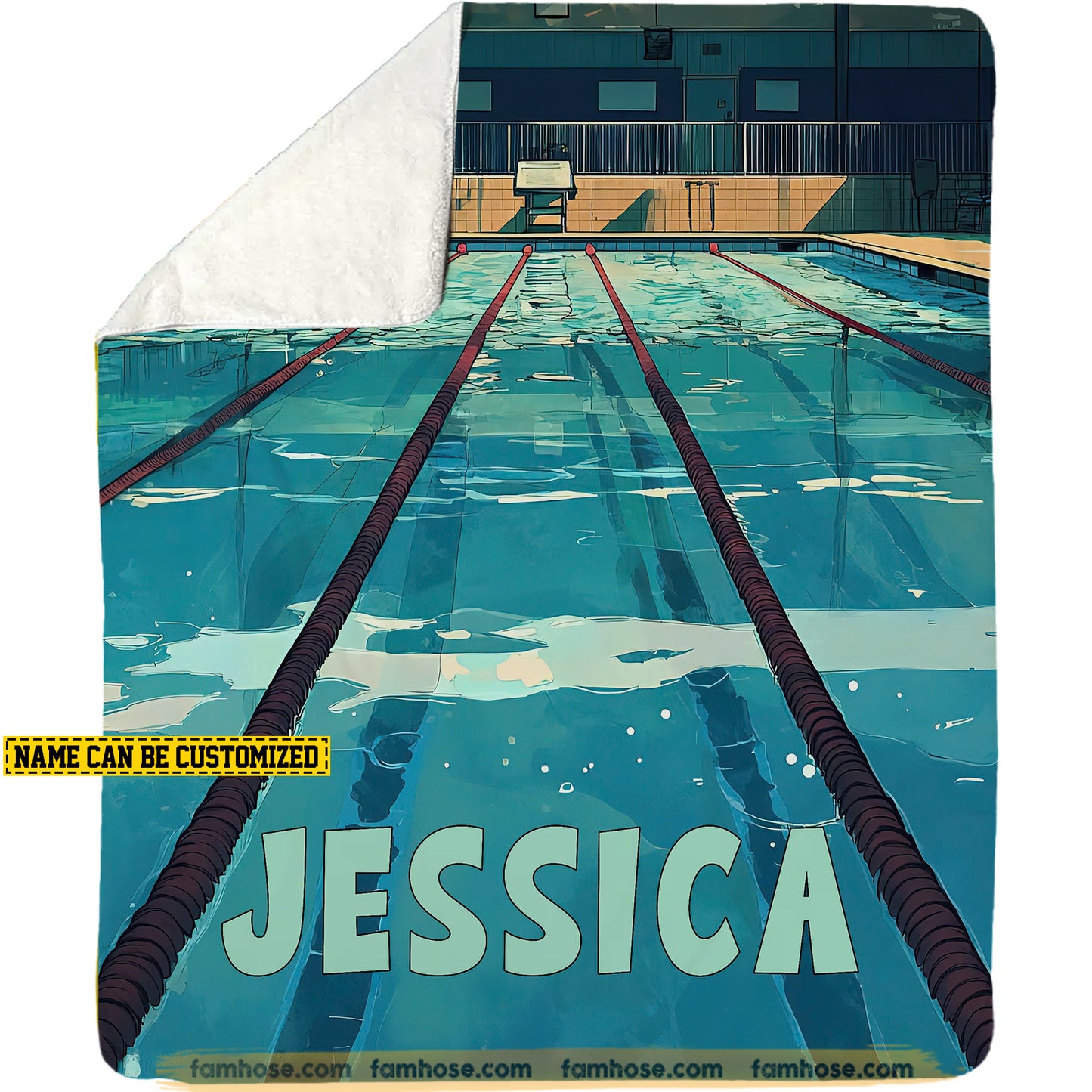 Personalized Swimming Fleece Blanket, Warm Memories Of The Pool Woven Blanket, Cool Sherpa Blanket Gift For Swimming Lovers