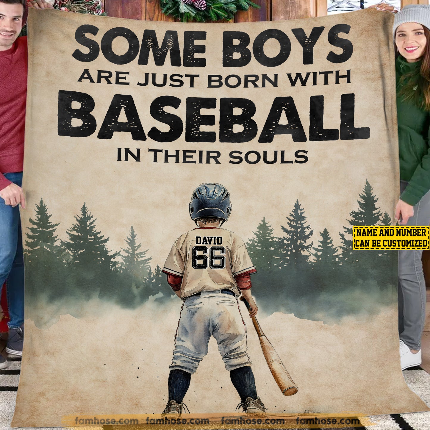 Personalized Baseball Fleece Blanket, Baseball In Their Souls Sport Woven Blanket, Cool Sherpa Blanket Gift For Baseball Boys, Baseball Kids