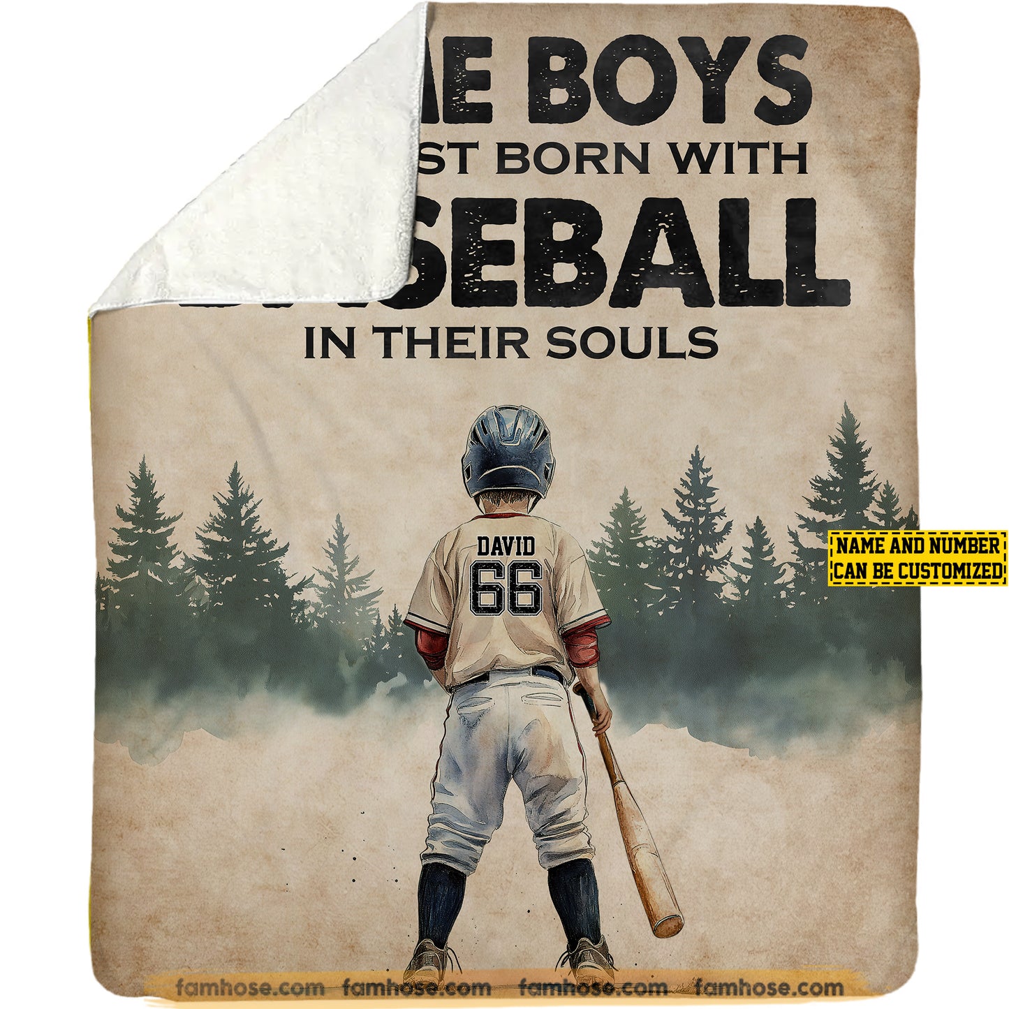 Personalized Baseball Fleece Blanket, Baseball In Their Souls Sport Woven Blanket, Cool Sherpa Blanket Gift For Baseball Boys, Baseball Kids
