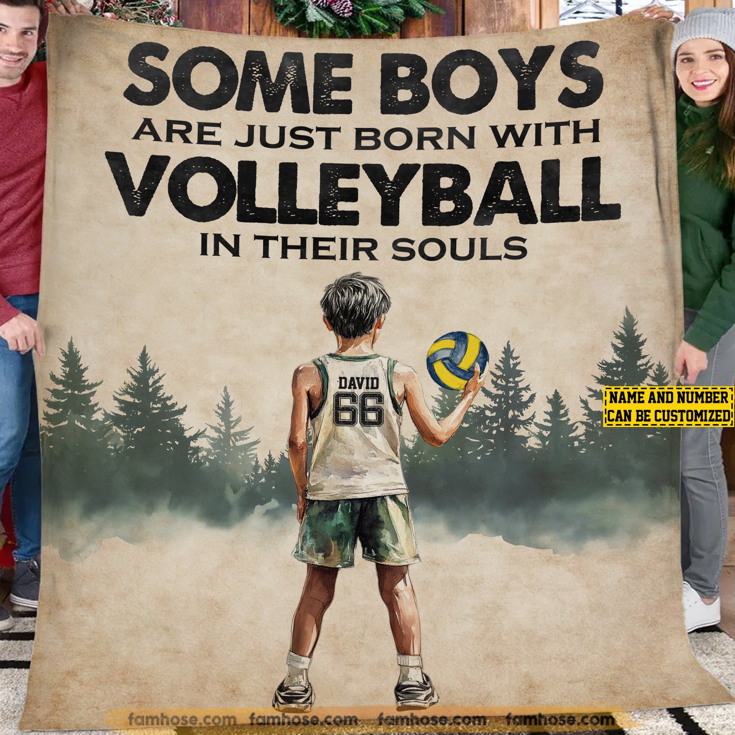 Personalized Volleyball Kids Fleece Blanket, Some Boys Born With Volleyball In Their Souls Sport Woven Blanket - Sherpa Blanket Gift For Volleyball Boys, Volleyball Lovers