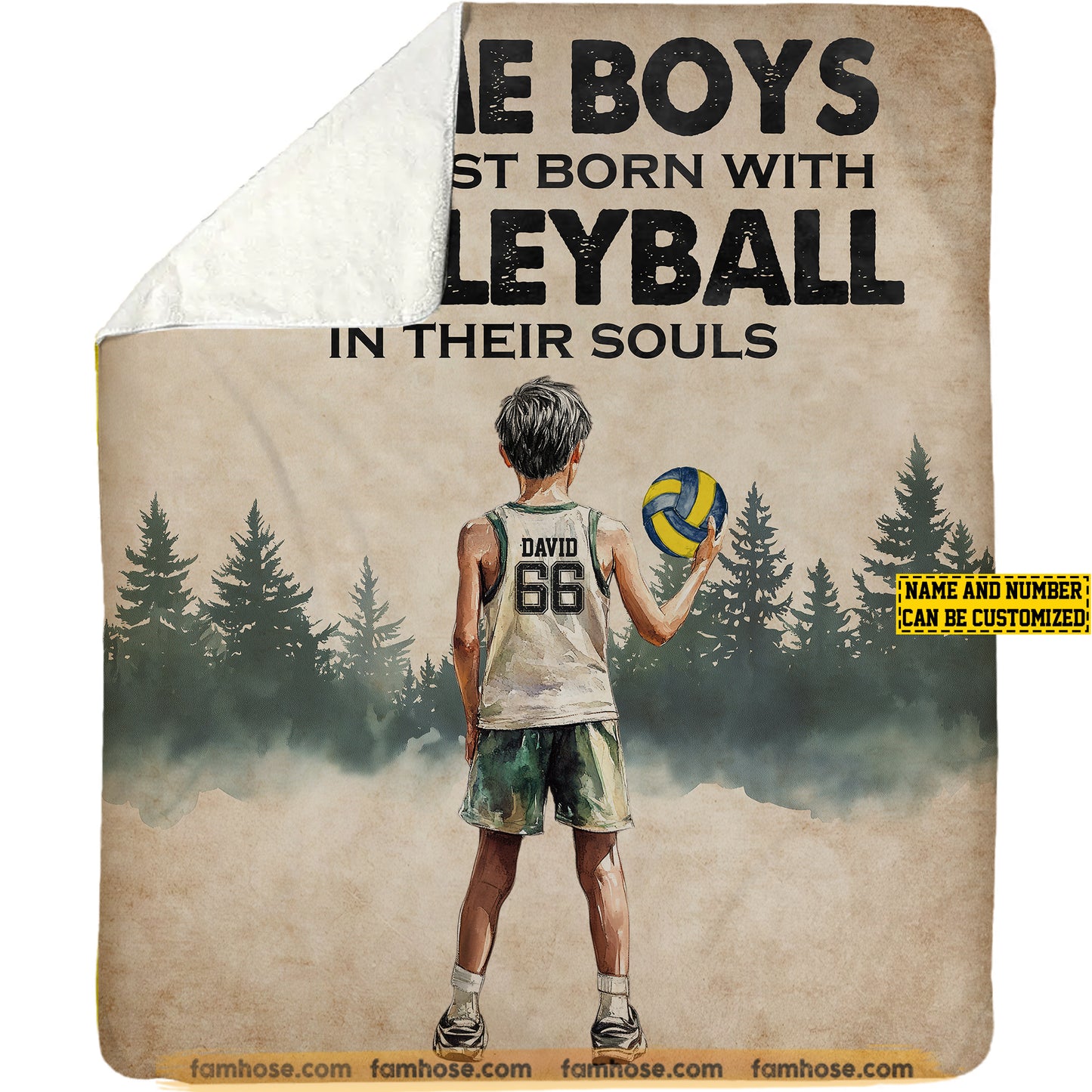 Personalized Volleyball Kids Fleece Blanket, Some Boys Born With Volleyball In Their Souls Sport Woven Blanket - Sherpa Blanket Gift For Volleyball Boys, Volleyball Lovers