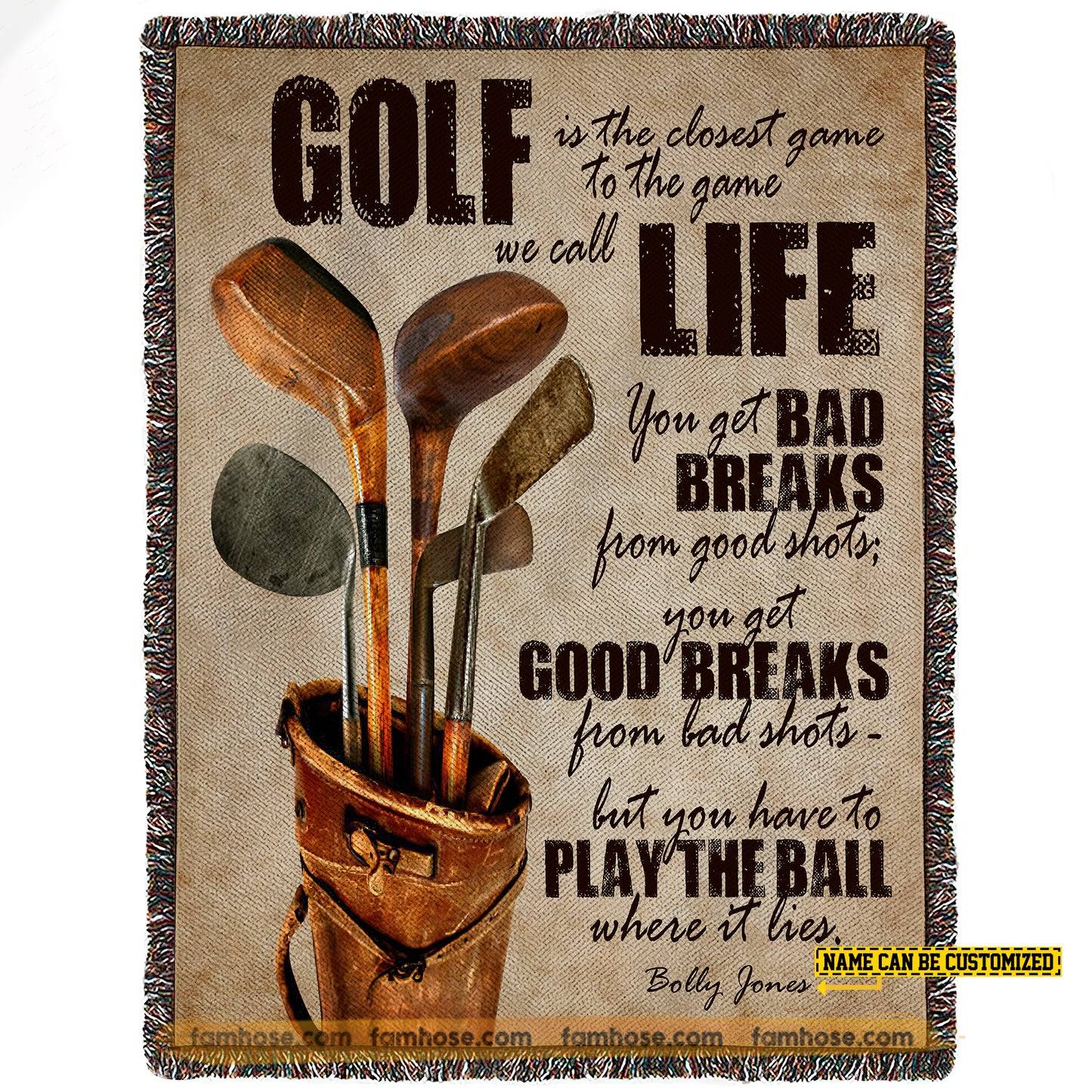 Personalized Golf Fleece Blanket, Golf And Life Woven Blanket, Cool Sherpa Blanket Gift For Golf Lovers