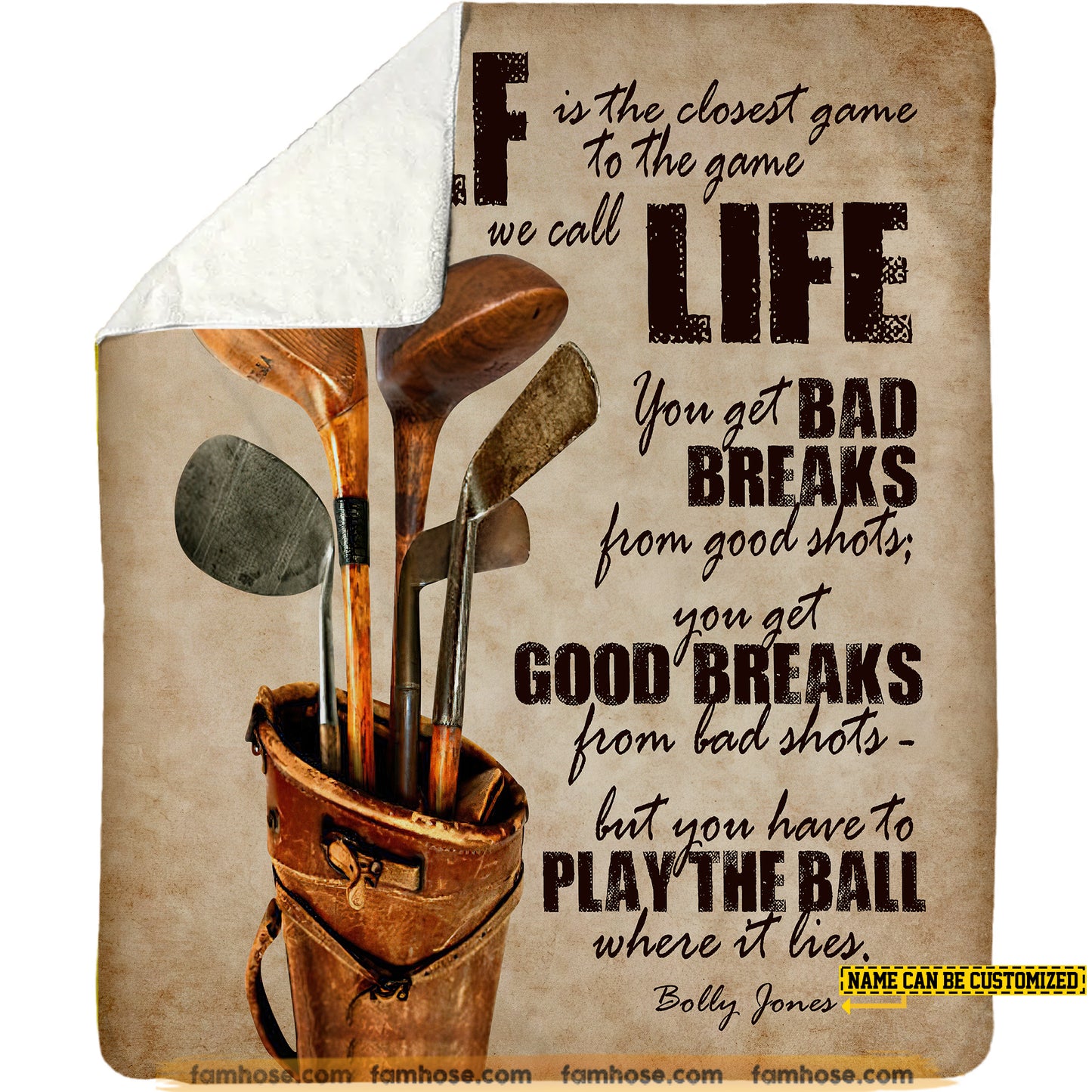 Personalized Golf Fleece Blanket, Golf And Life Woven Blanket, Cool Sherpa Blanket Gift For Golf Lovers