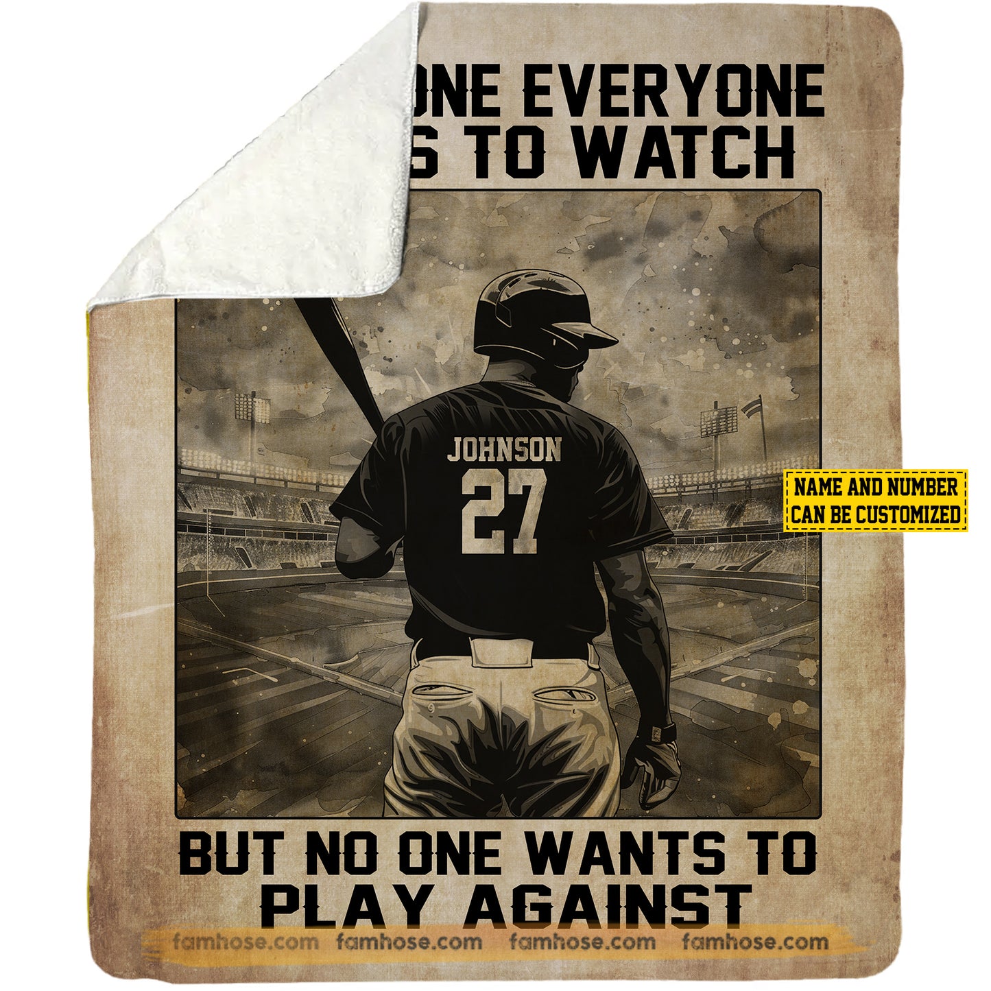 Personalized Baseball Boys Fleece Blanket, No One Wants To Play Against Sport Woven Blanket - Sherpa Blanket Gift For Baseball Lovers