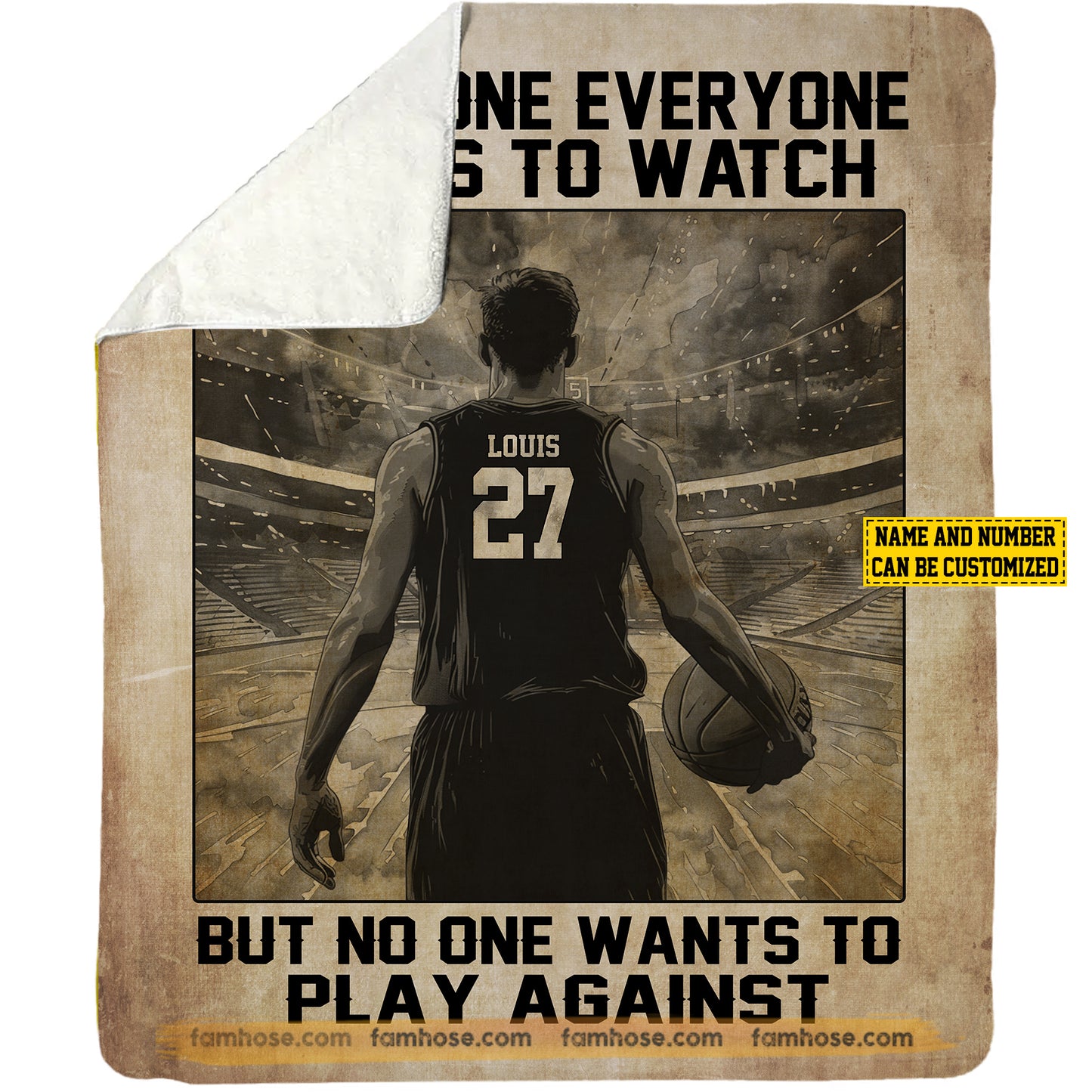 Personalized Basketball Boys Fleece Blanket, No One Wants To Play Against Sport Woven Blanket - Sherpa Blanket Gift For Basketball Lovers