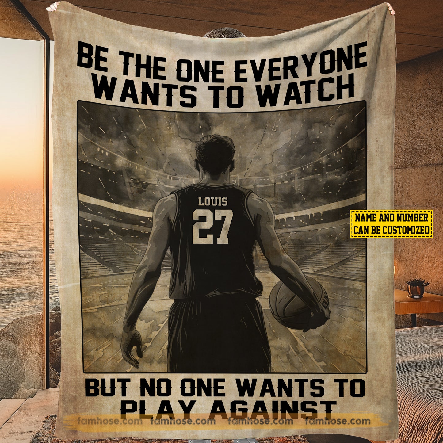 Personalized Basketball Boys Fleece Blanket, No One Wants To Play Against Sport Woven Blanket - Sherpa Blanket Gift For Basketball Lovers