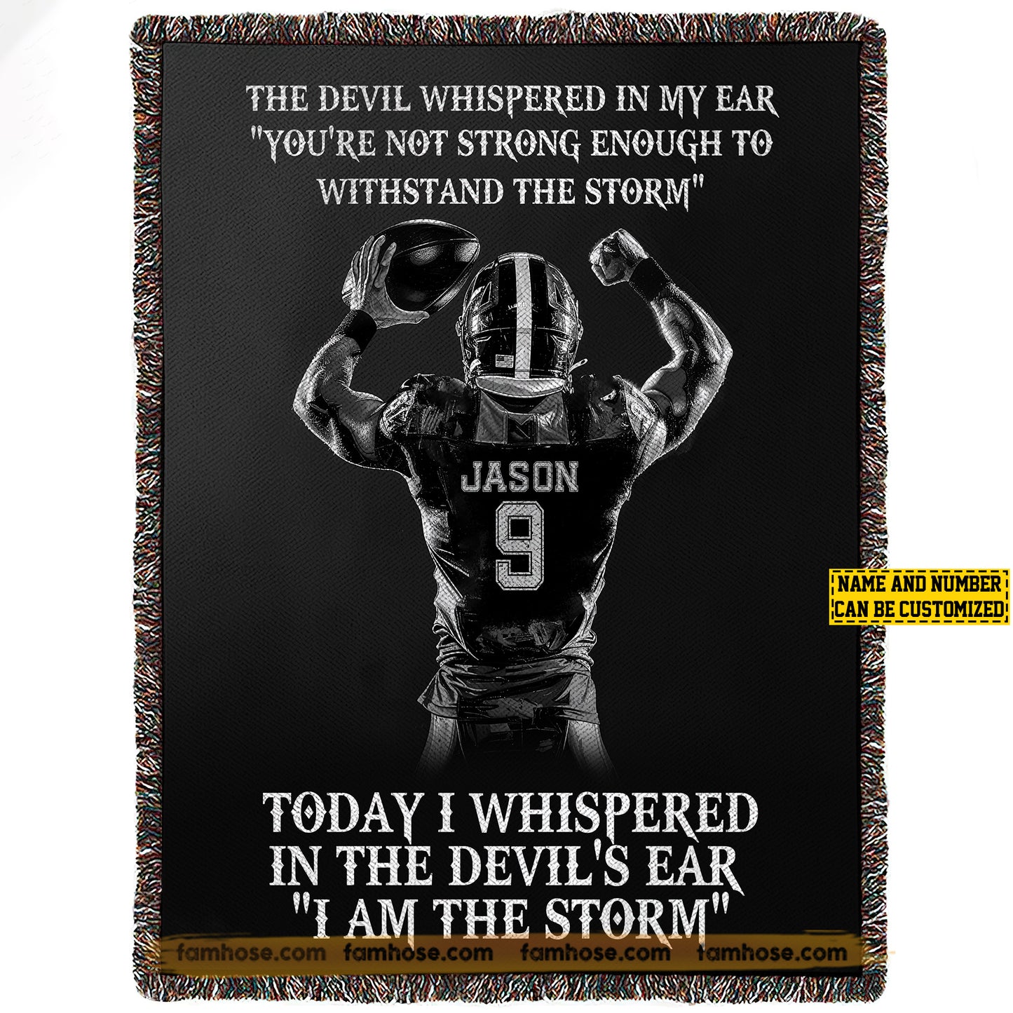 Cool Personalized Football Boys Fleece Blanket, I Am The Storm Sport Woven Blanket - Sherpa Blanket Gift For Football Lovers