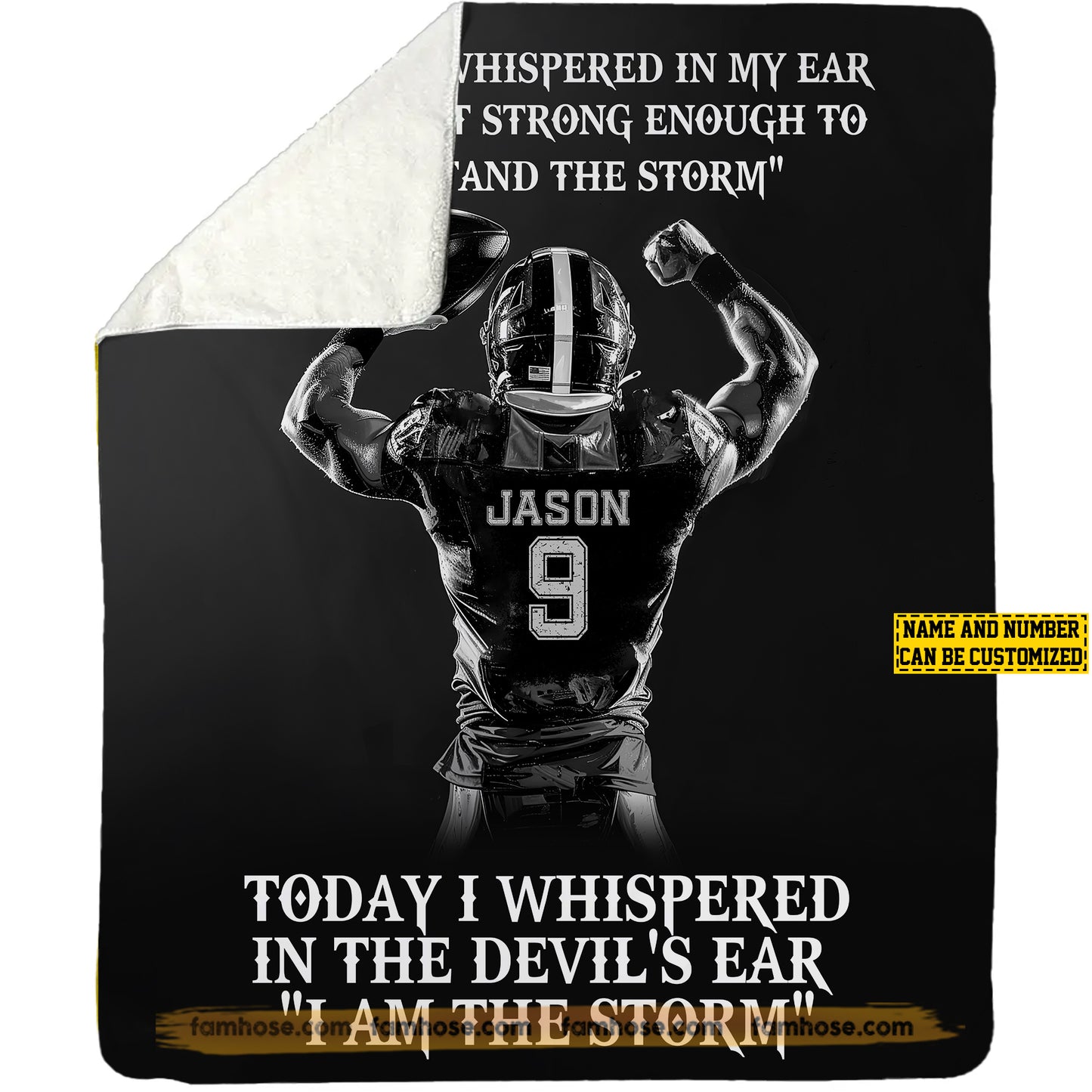 Cool Personalized Football Boys Fleece Blanket, I Am The Storm Sport Woven Blanket - Sherpa Blanket Gift For Football Lovers