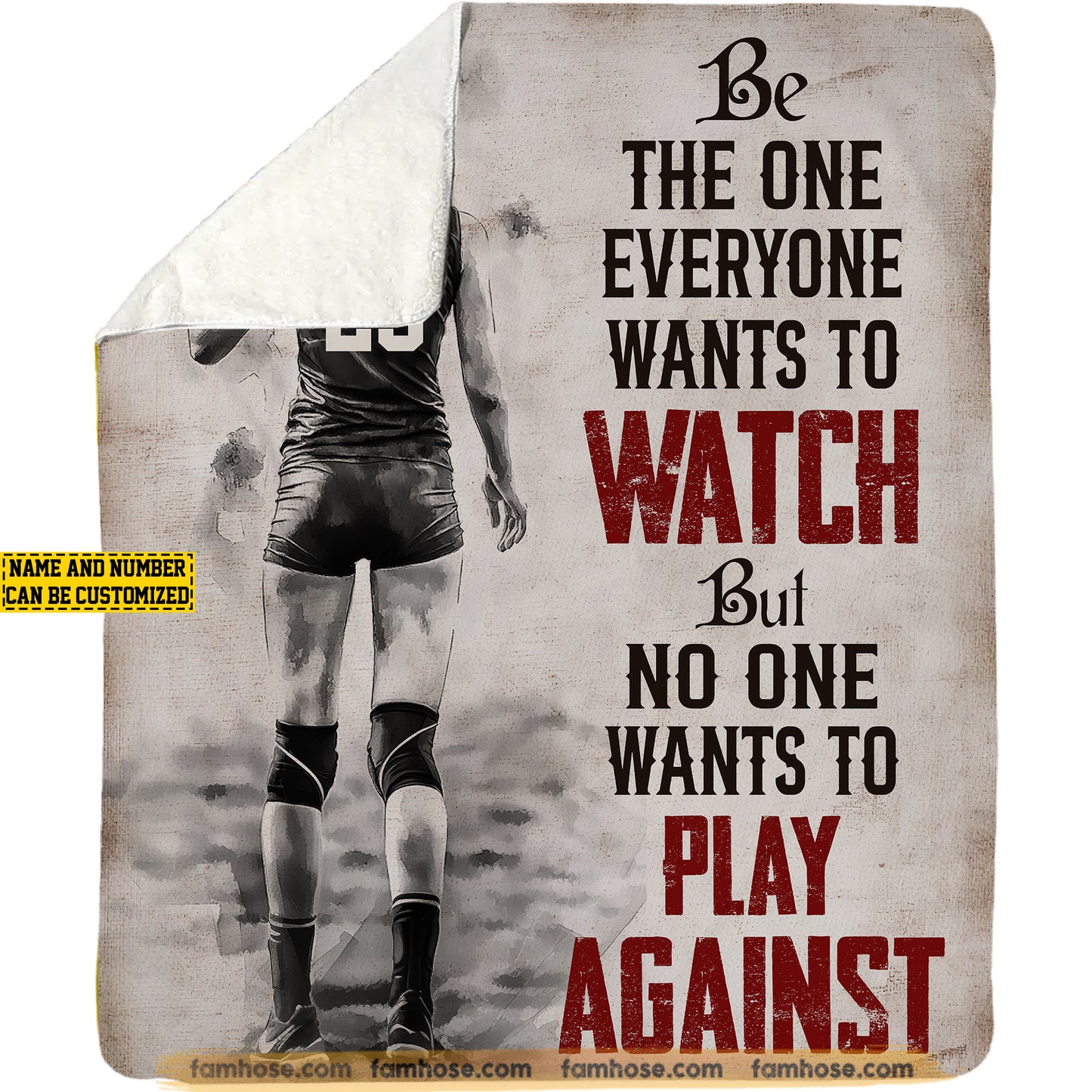 Motivational Personalized Volleyball Girl Fleece Blanket, No One Wants To Play Against Sport Woven Blanket, Cozy Sherpa Blanket Gift For Volleyball Lovers