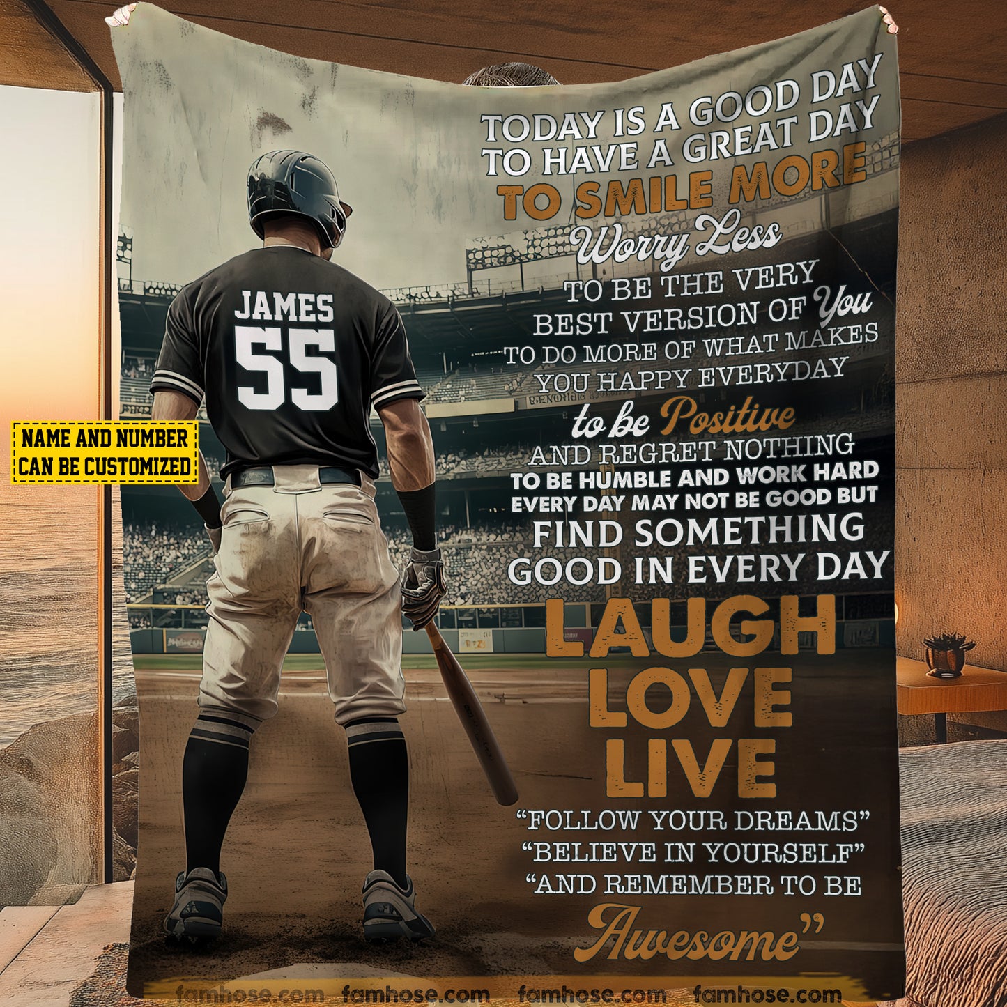 Motivational Personalized Baseball Boy Fleece Blanket, Today Is A Good Day Sport Woven Blanket & Sherpa Blanket Gifts For Baseball Lovers