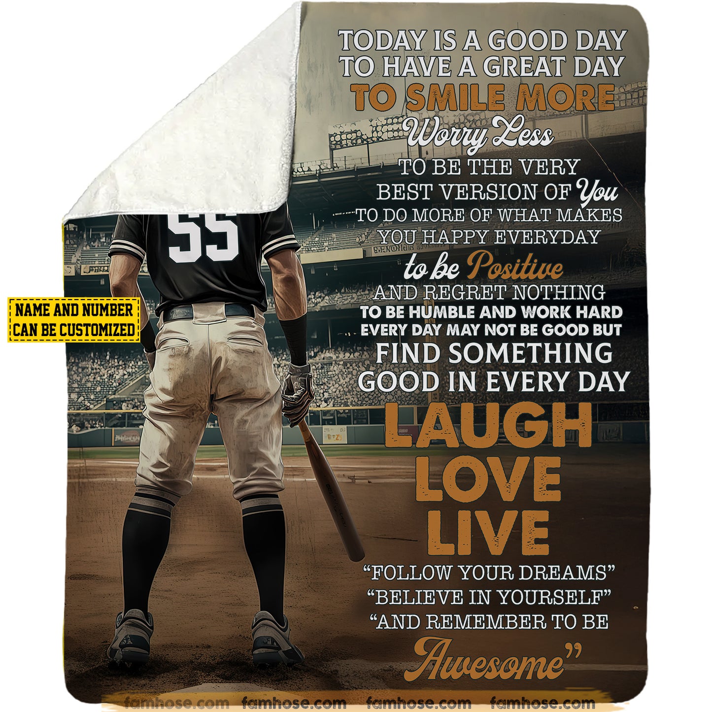 Motivational Personalized Baseball Boy Fleece Blanket, Today Is A Good Day Sport Woven Blanket & Sherpa Blanket Gifts For Baseball Lovers