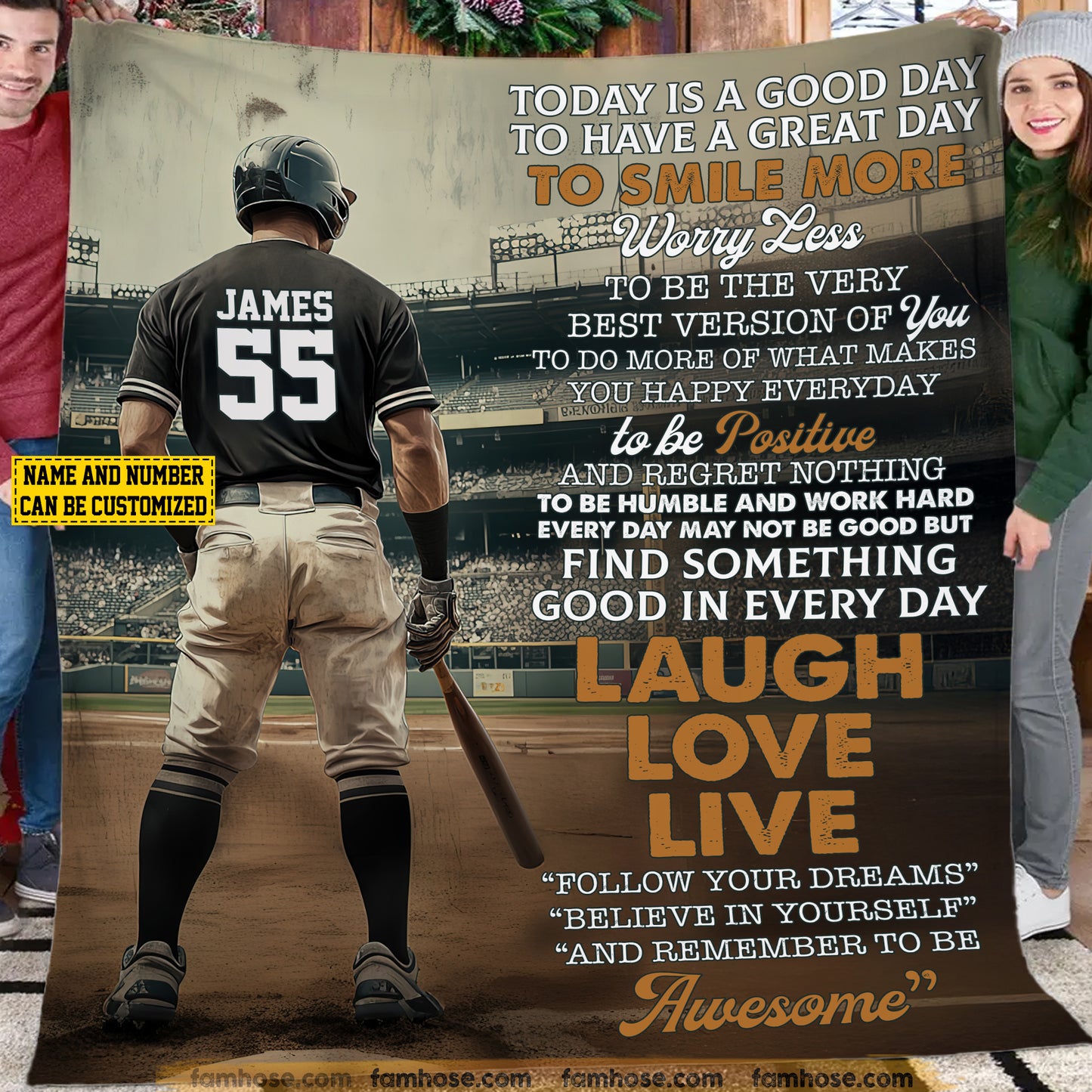 Motivational Personalized Baseball Boy Fleece Blanket, Today Is A Good Day Sport Woven Blanket & Sherpa Blanket Gifts For Baseball Lovers