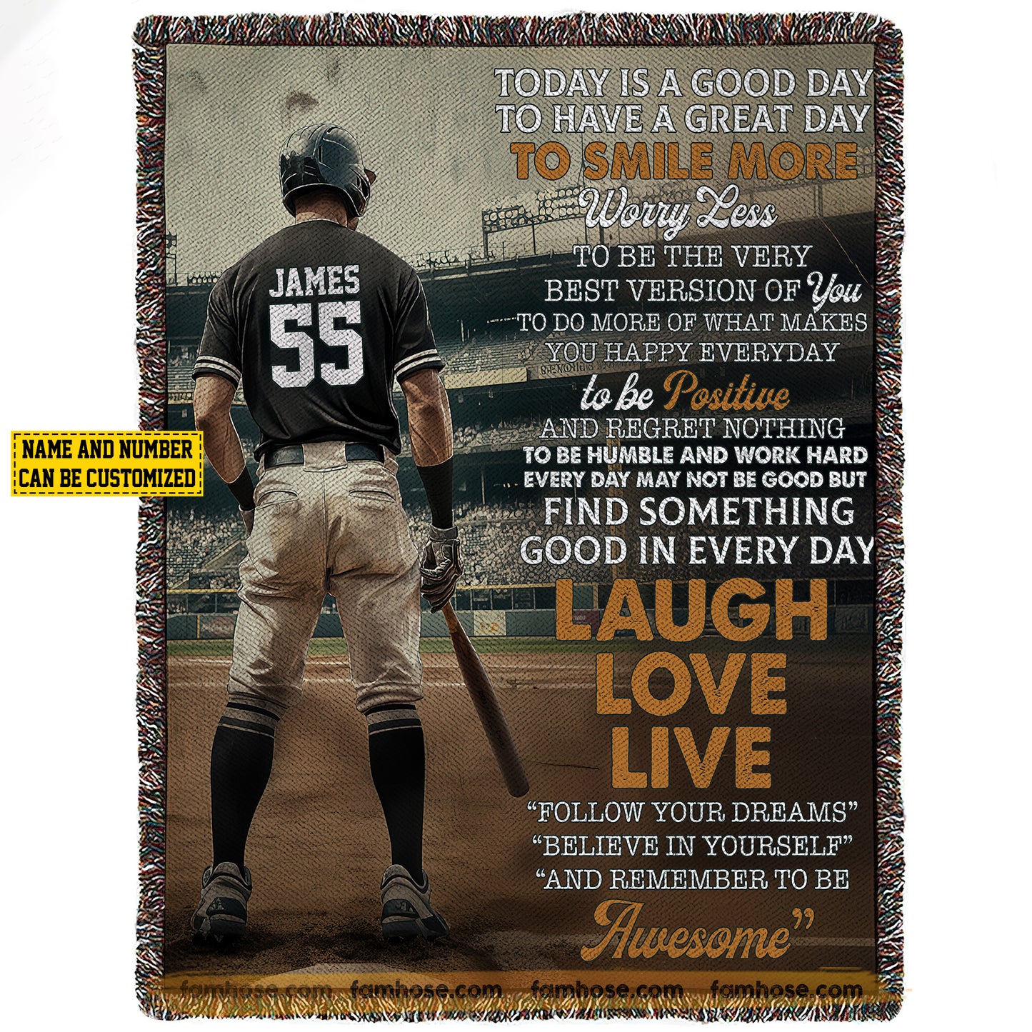 Motivational Personalized Baseball Boy Fleece Blanket, Today Is A Good Day Sport Woven Blanket & Sherpa Blanket Gifts For Baseball Lovers
