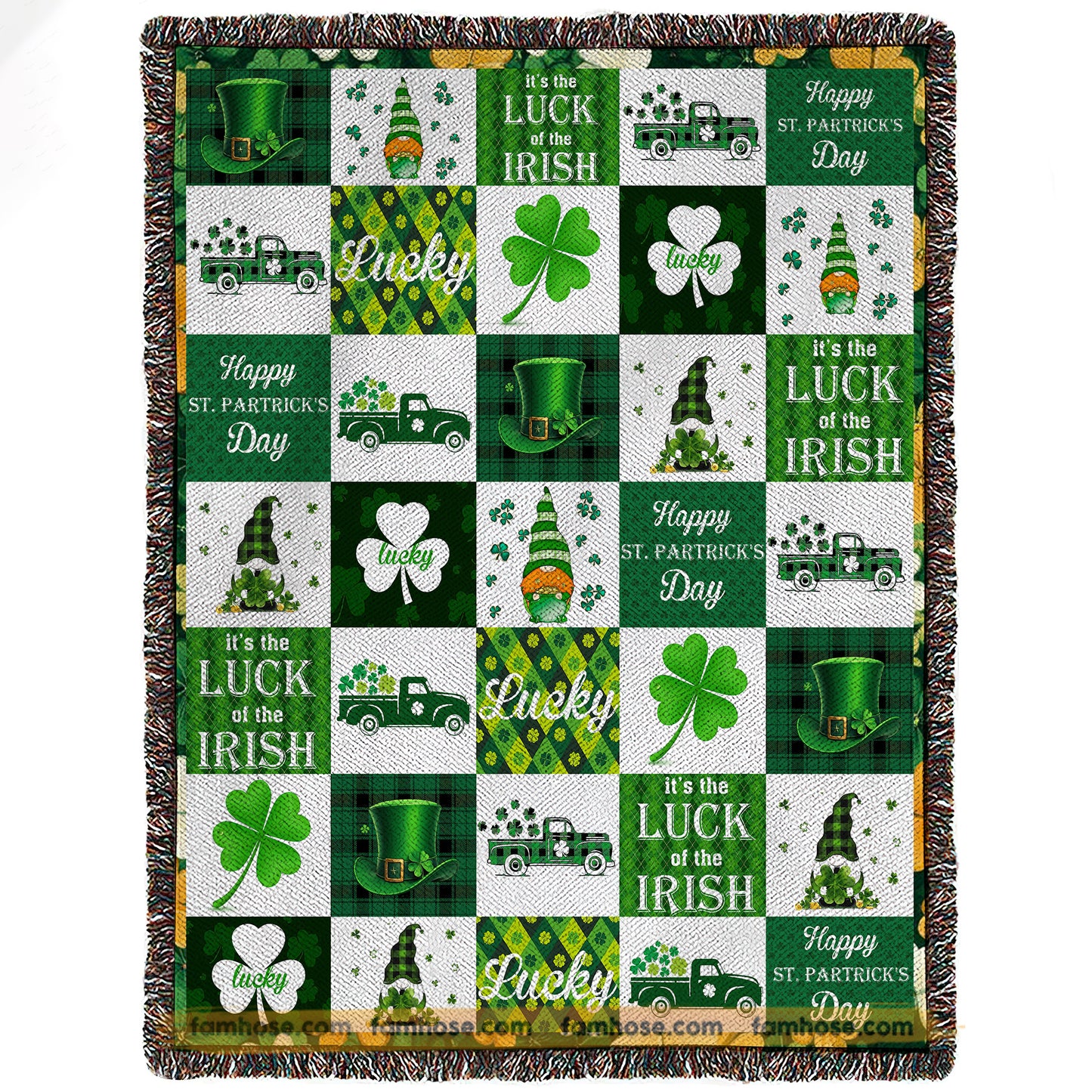 Patrick's Day Shamrock Fleece Blanket, Happy St. Patrick's Day Woven Blanket, Cool Sherpa Blanket Gift For For Irish Lovers