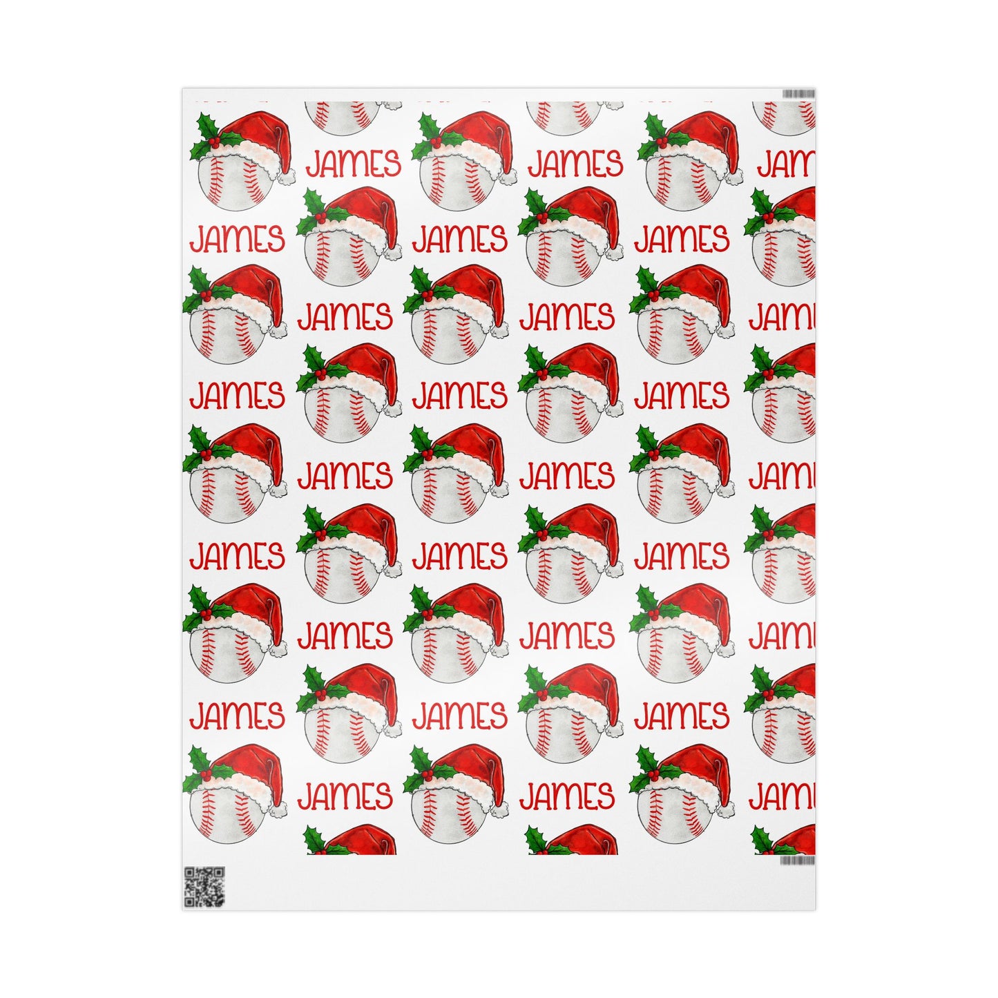 Personalized Baseball Christmas Wrapping Paper, Custom Sports Wrapping Paper Rolls, Xmas Gift Wrap For Baseball Lover