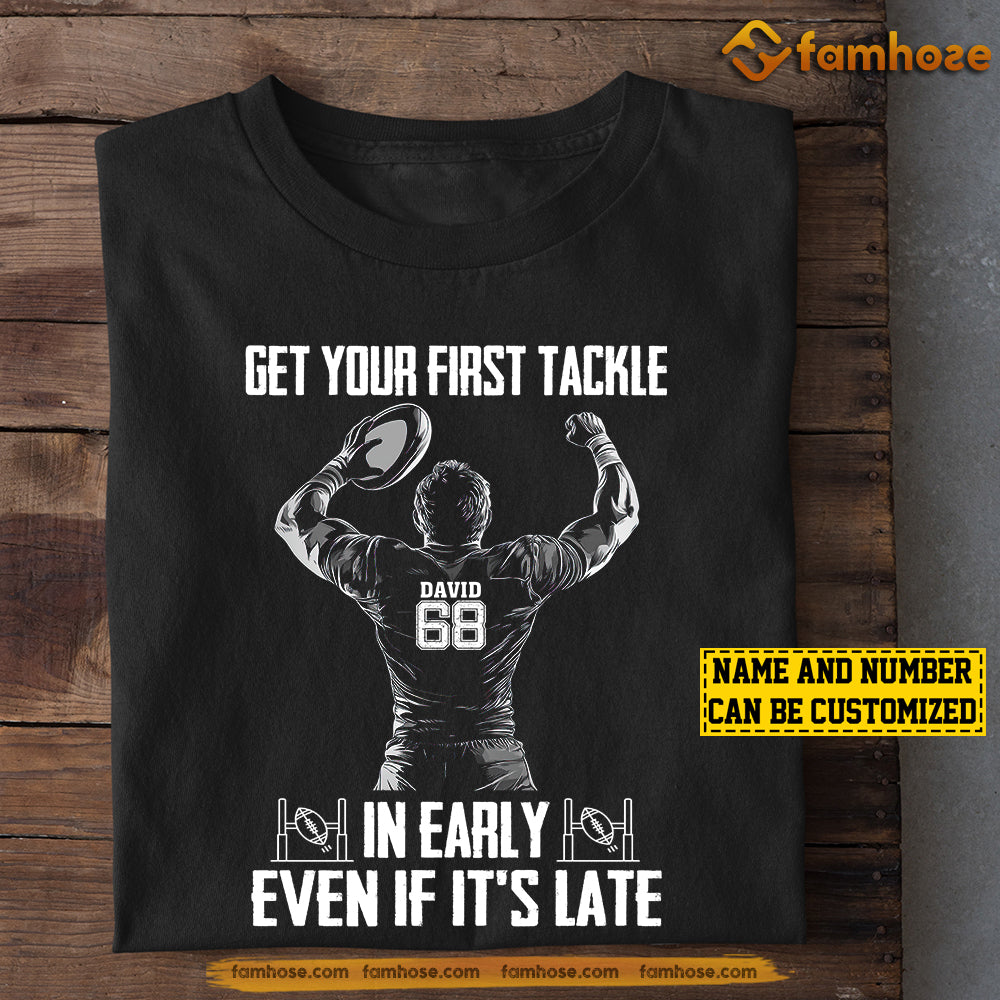 Cool Personalized Rugby Boy T-shirt, Get Your First Tackle Sport Tees Gift For Rugby Players, Rugby Lovers