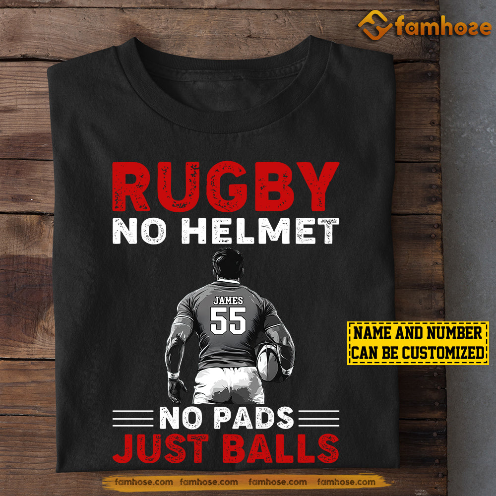 Cool Personalized Rugby Boy T-shirt, Rugby No Helmet No Pads Just Balls Sport Tees Gift For Rugby Players, Rugby Lovers