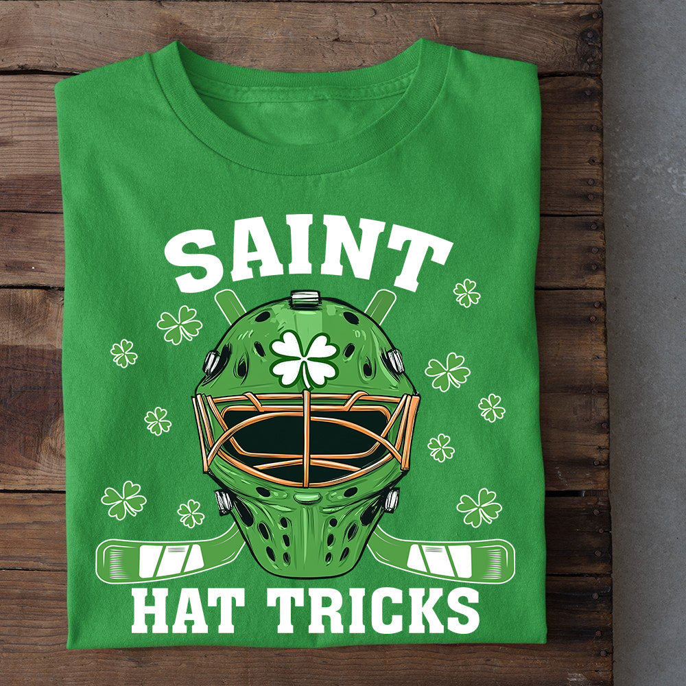 Cool Patrick's Day Hockey T-shirt, Saint Hat Tricks Tees Patrick's Day Gift For Hockey Lovers, Saint Lovers