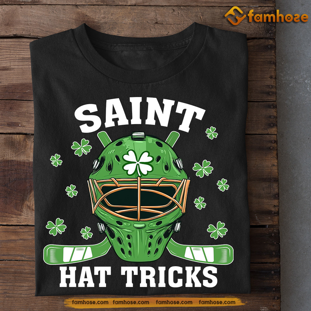 Cool Patrick's Day Hockey T-shirt, Saint Hat Tricks Tees Patrick's Day Gift For Hockey Lovers, Saint Lovers