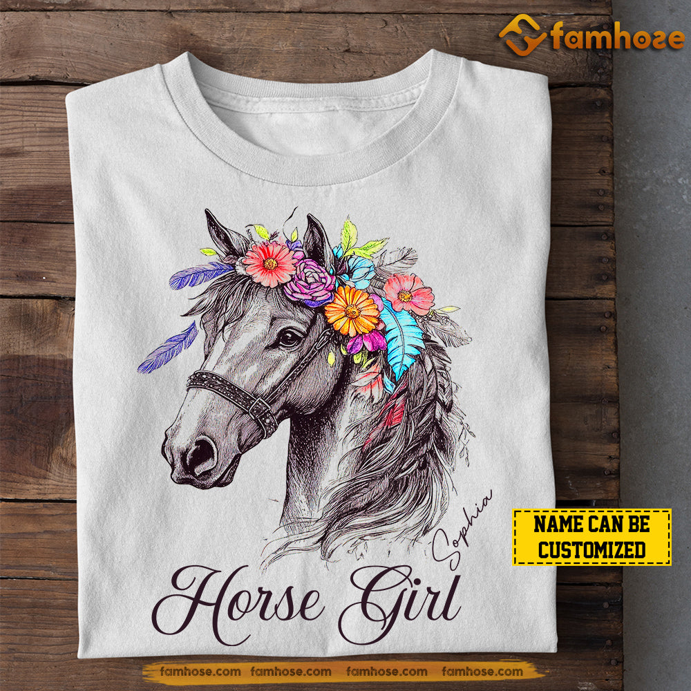Personalized Horse T-shirt, Horse Girl Tee Gift For Horse Lovers