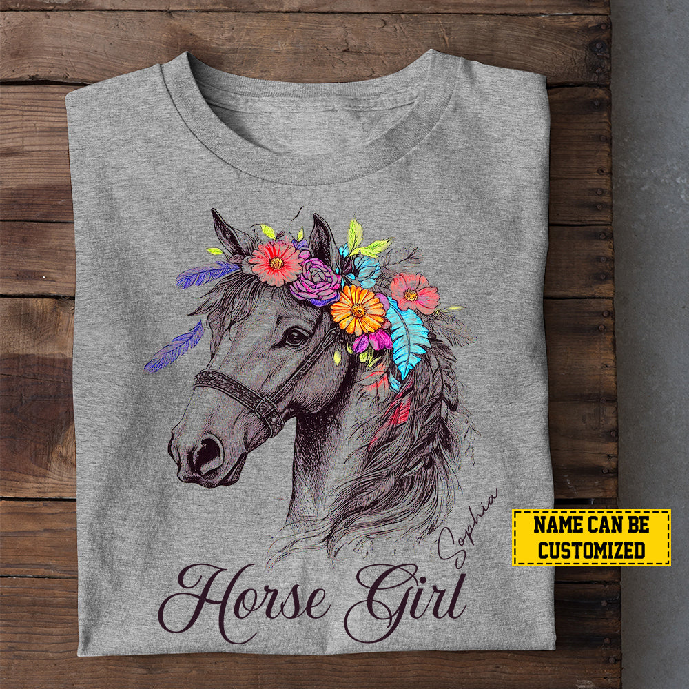 Personalized Horse T-shirt, Horse Girl Tee Gift For Horse Lovers