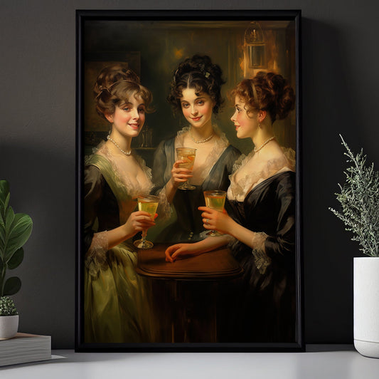 Victorian Women In Wine Party, Women Canvas Painting, Gothic Wall Art Decor - Vintage Classic Women Poster Gift