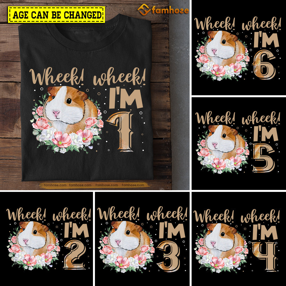 Guineapig Birthday T-shirt, Wheek Wheek Birthday Tees Gift For Kids Boys Girls Guineapig Lovers, Age Can Be Changed