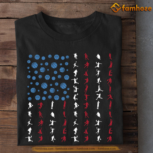 July 4th Boys Basketball T-shirt, Basketball With A USA Flag, Independence Day Gift For Basketball Lovers, Basketball Tees
