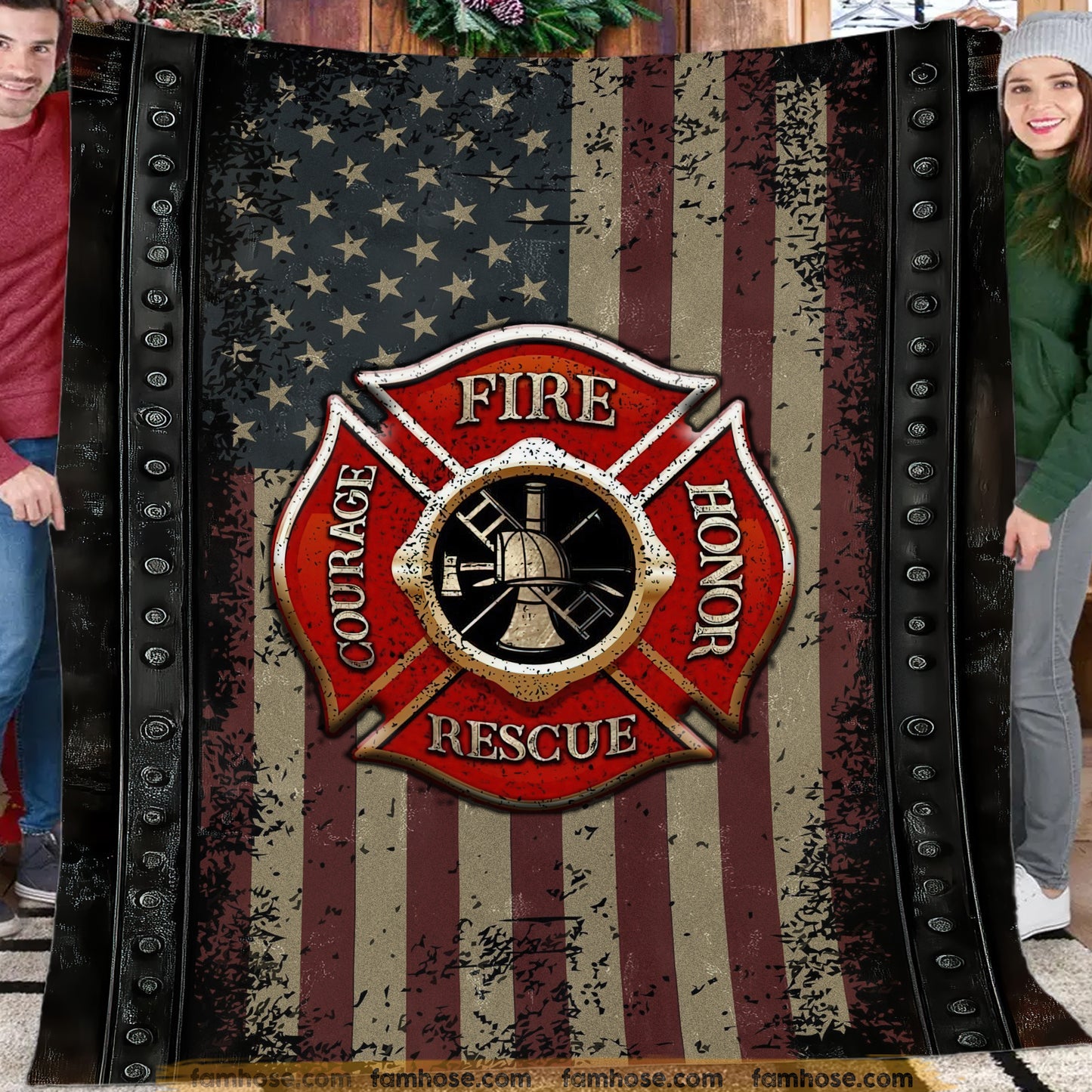 Firefighter Fleece Blanket, Firefighter Honor Woven Blanket, Cool Sherpa Blanket Gift For Fireman, Firefighter Lovers