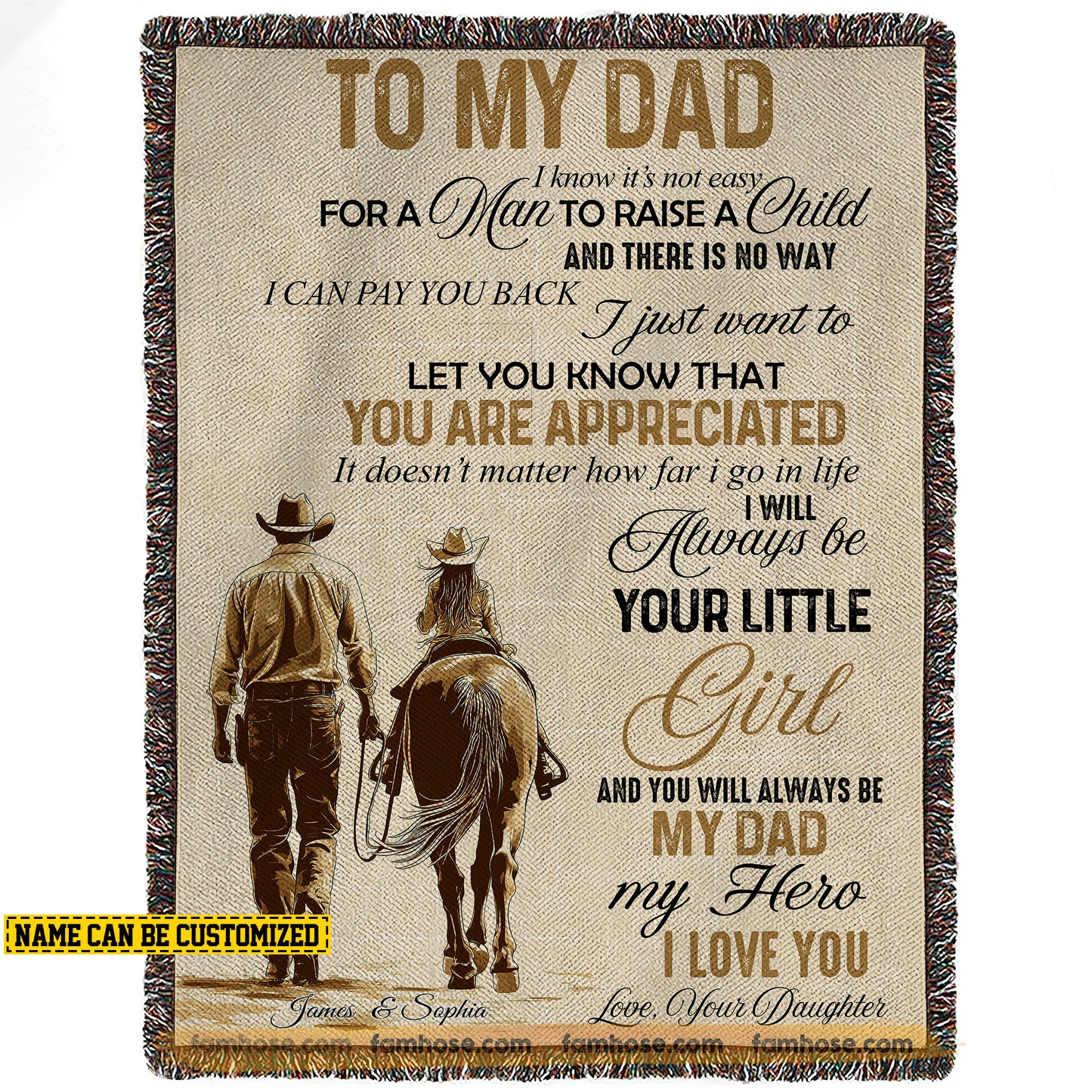 Personalized Horse Riding Dad Daughter Fleece Blanket, To My Dad I Know It's Not Easy Woven Blanket, Cool Sherpa Blanket Father's Day Gift For Cowboys, Horse Riding Lovers